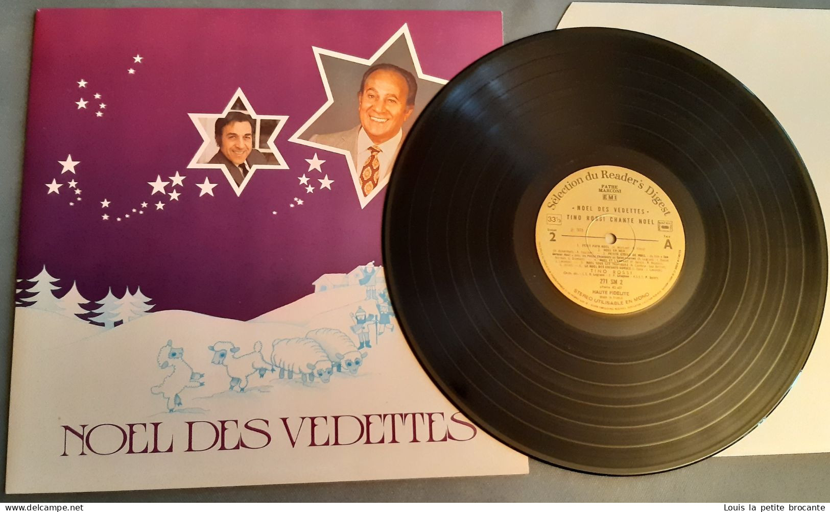 Coffret de 4 disques vinyles "Noël des Vedettes", 33 tours stéréo. PATHE MARCONI, EMI, Sélection du Reader's Digest 1974