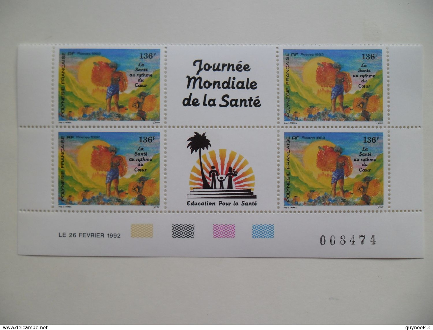 PF 1992 Y/T 408A Daté 26-02-1992  " Santé " Neuf*** Cote 8,70 X2 - Neufs