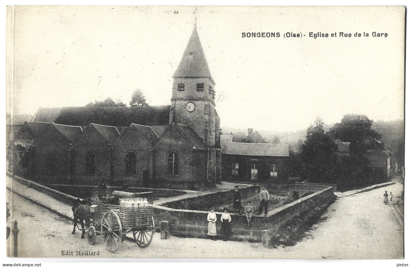 SONGEONS - Eglise Et Rue De La Gare - Songeons