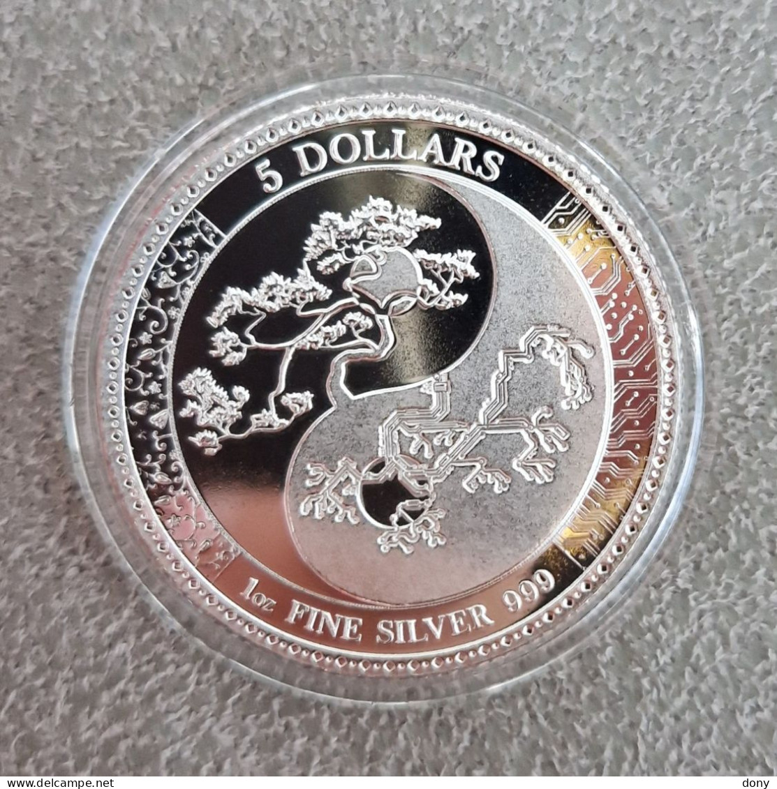 Moneda 1 Onza Plata Oz Equilibrium 2018 Tokelau 5 Dólares Fine Silver 999 Dollars Isabel II Cápsula Coin - New Zealand