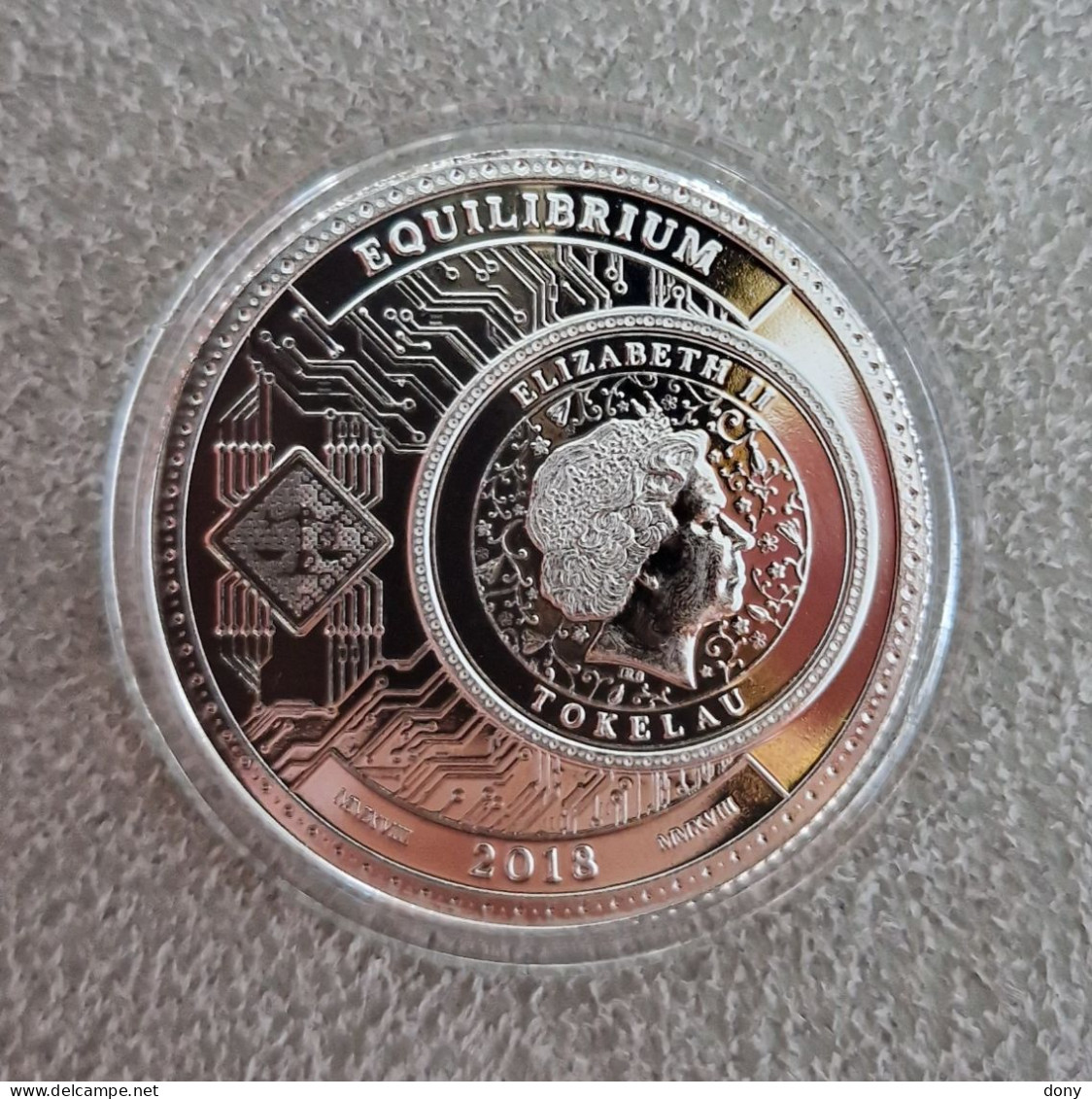 Moneda 1 Onza Plata Oz Equilibrium 2018 Tokelau 5 Dólares Fine Silver 999 Dollars Isabel II Cápsula Coin - New Zealand