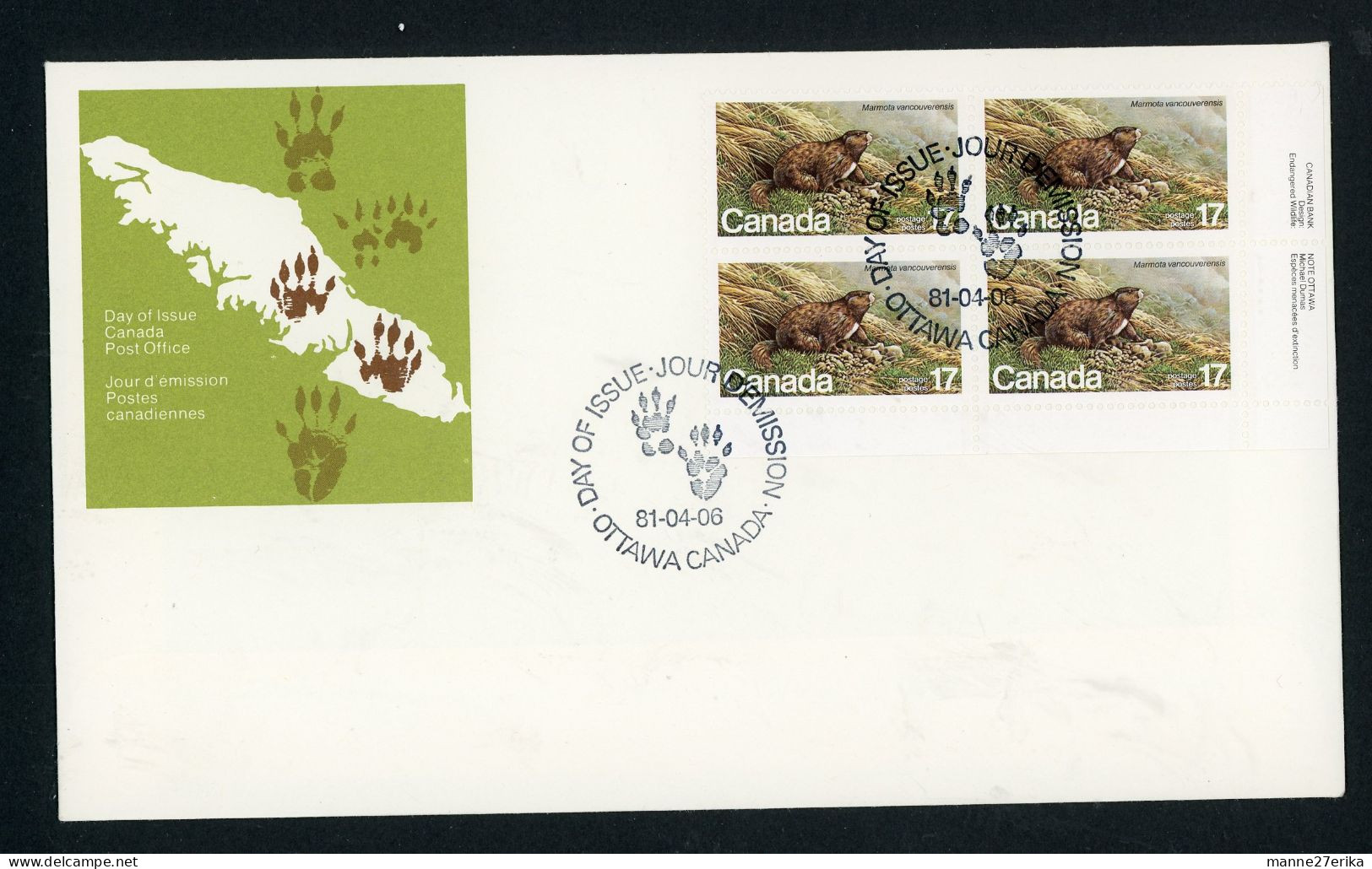 Canada 1981 FDC "Vancouver Island Marmot" - Storia Postale