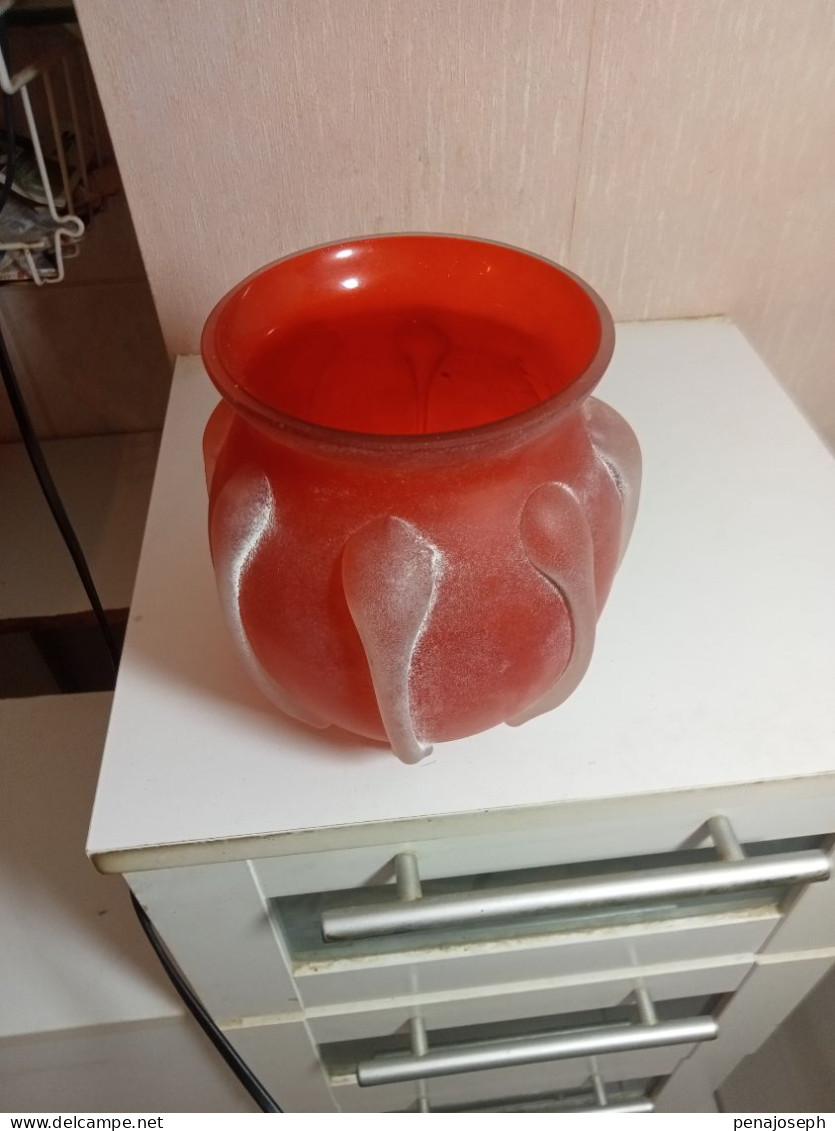 vase boule orange ancien diamètre 14 cm hauteur 16 cm