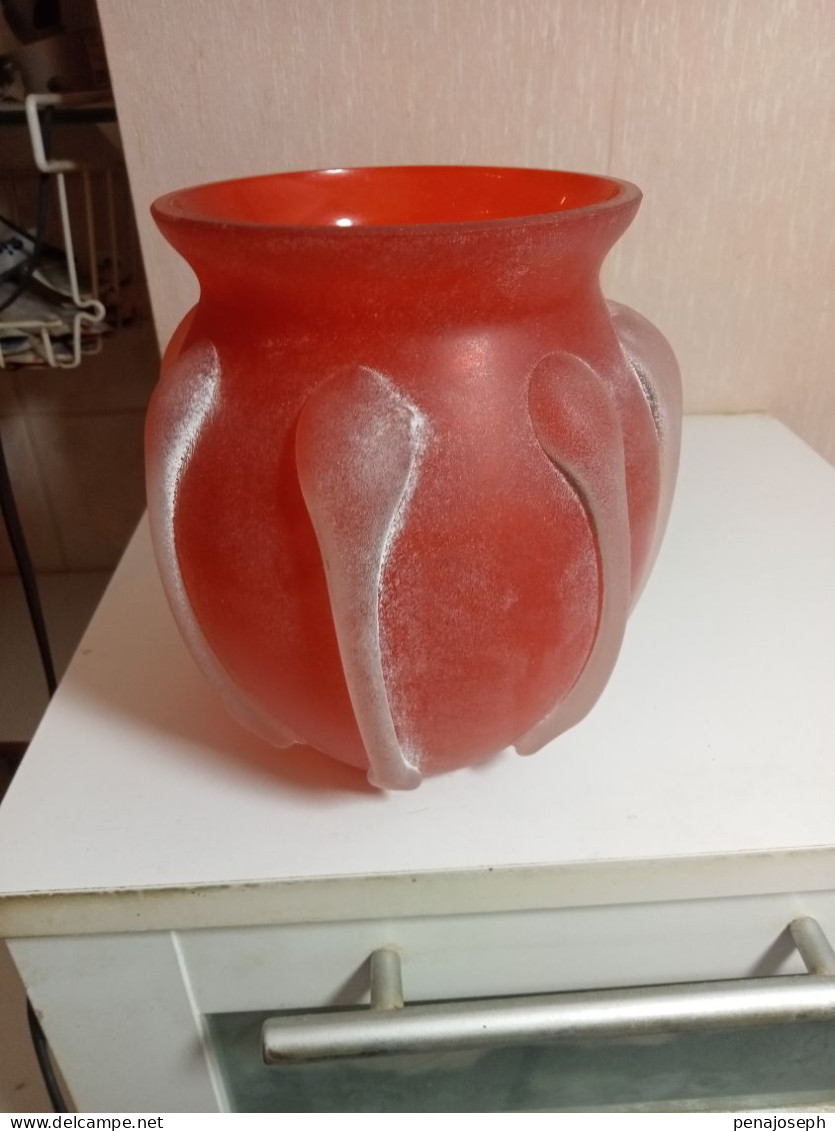 vase boule orange ancien diamètre 14 cm hauteur 16 cm