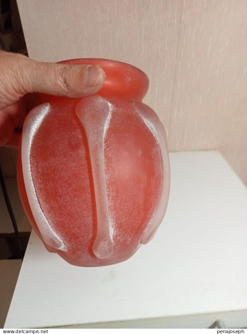 vase boule orange ancien diamètre 14 cm hauteur 16 cm