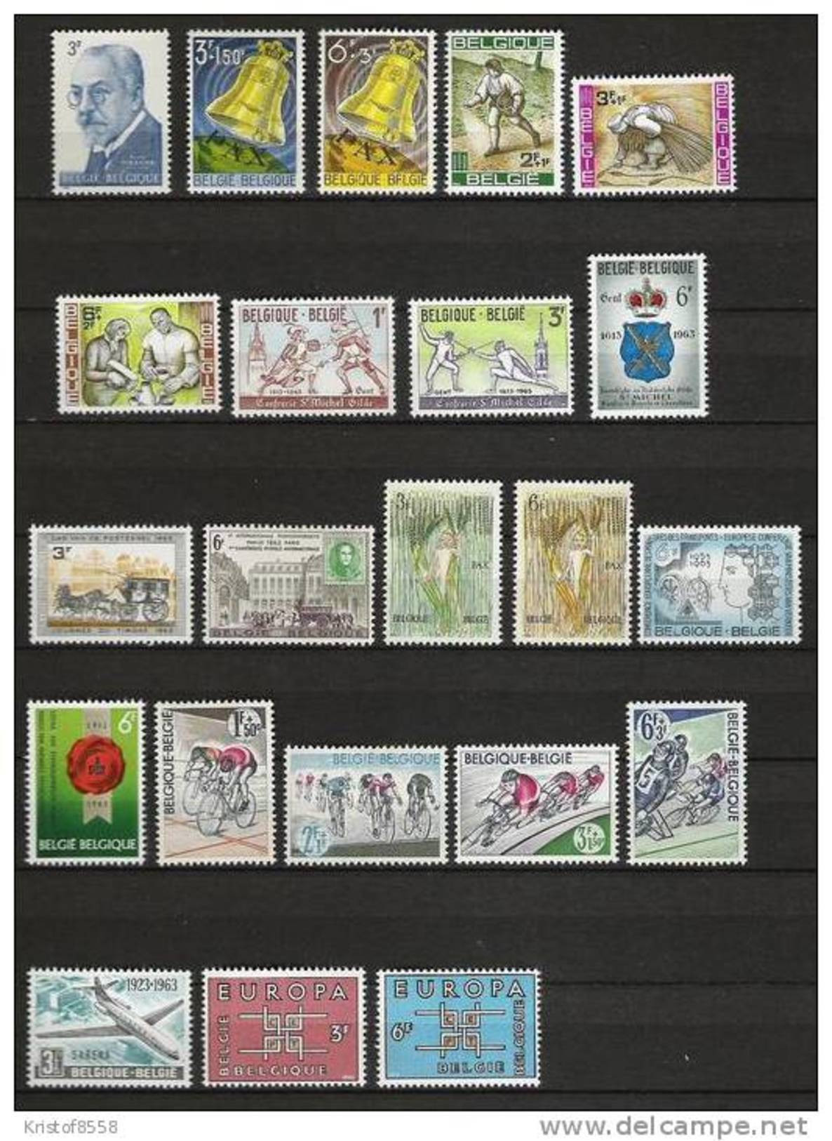 Jaar 1963 Compleet ** Postfris 38 Waarden (zonder Blok) - Full Years