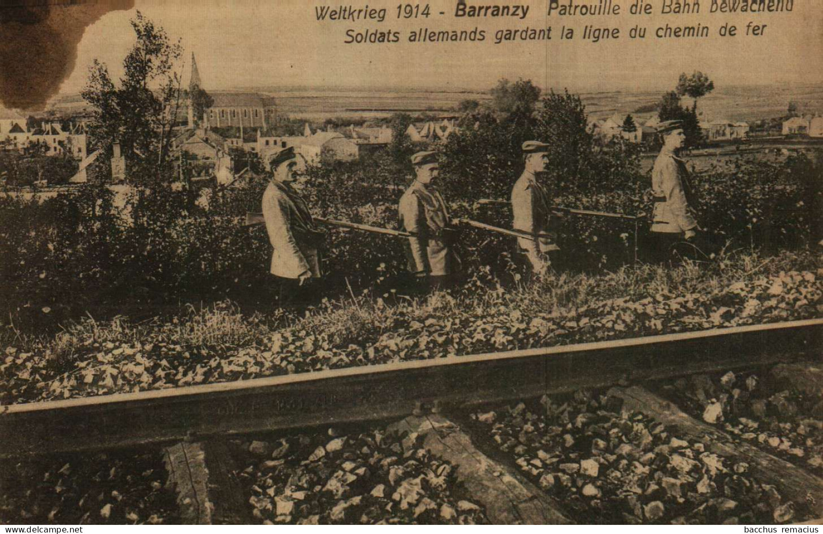 BARRANZY - Weltkrieg 1914 - WWI - Soldats Allemands Gardant La Ligne Du Chemin De Fer (tache) Foto : N.Schumacher - Musson