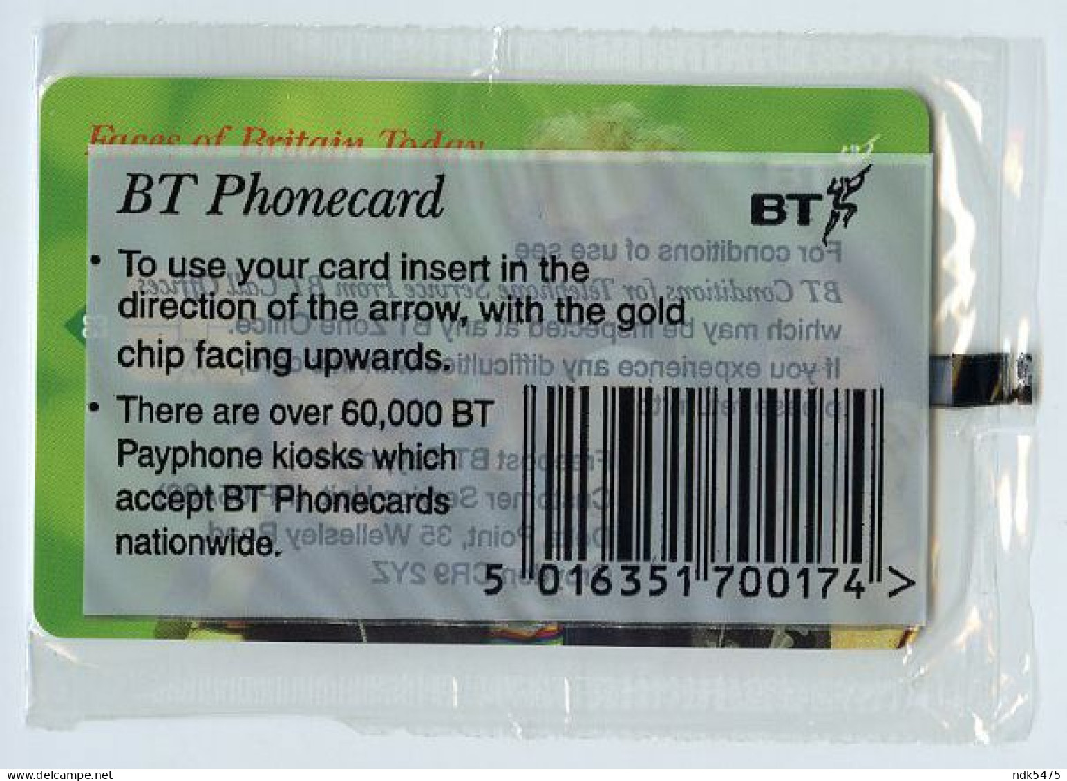 BT PHONECARD : FACES OF BRITAIN TODAY : £3 - BT Promotional