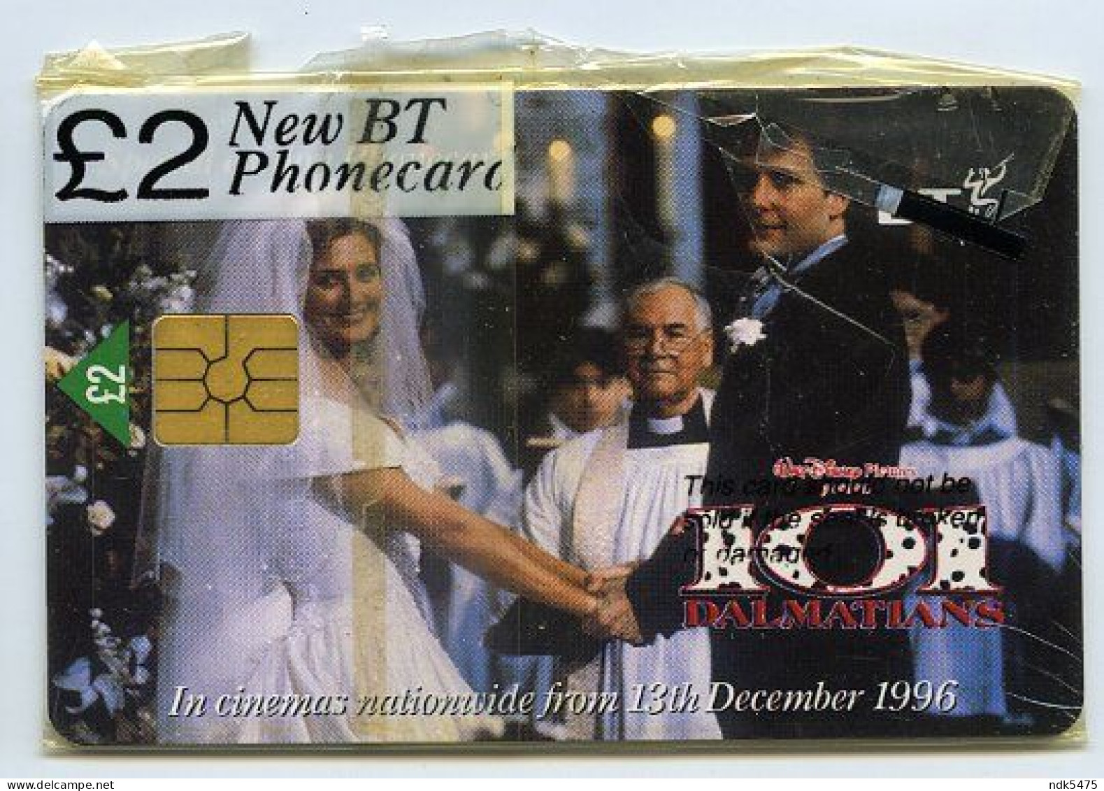 BT PHONECARD : 101 DALMATIONS - 1996 FILM : £2 / JOELY RICHARDSON, JEFF DANIELS - BT Promotional