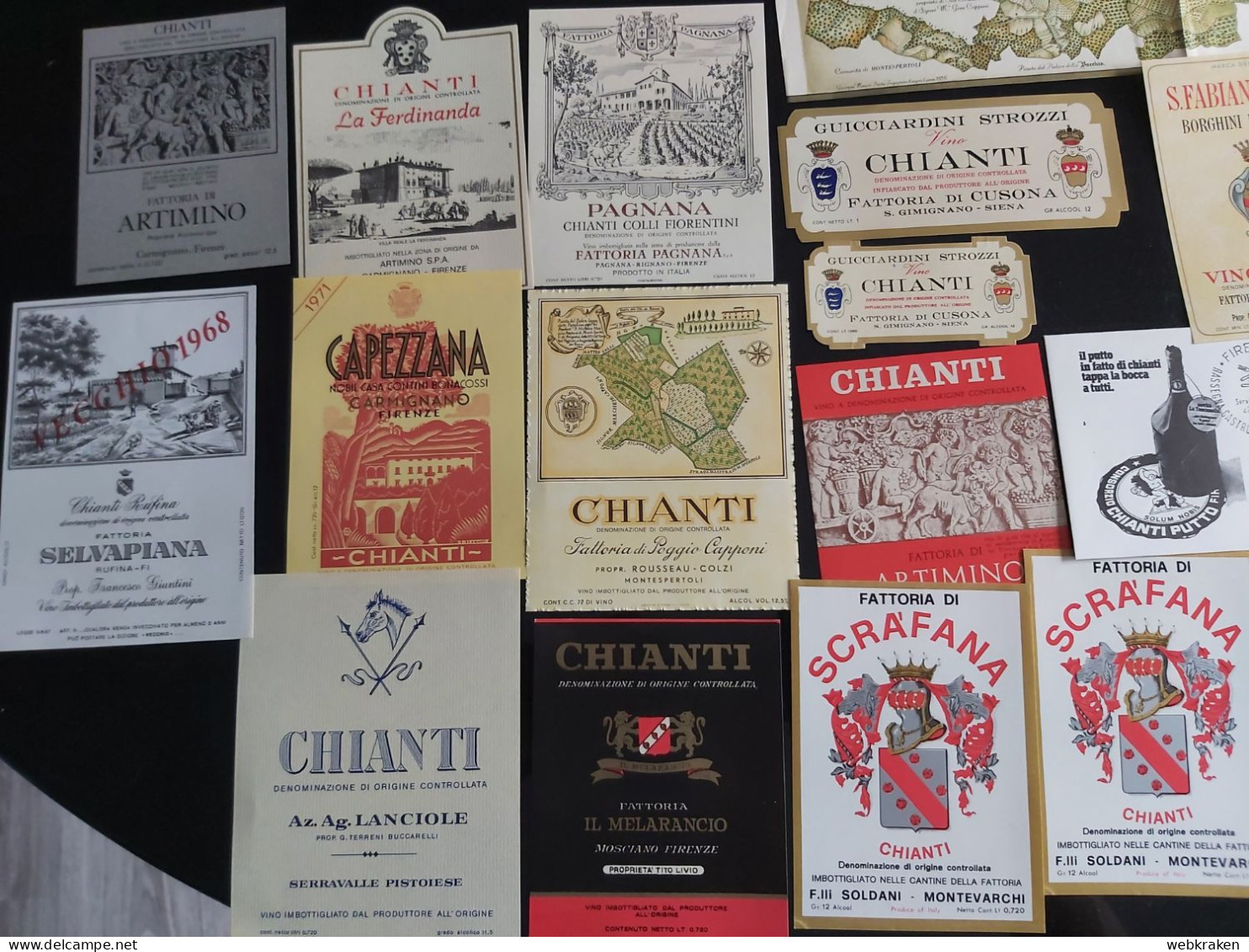 LOTTO ETICHETTE VINO CHIANTI ITALIANE ITALIAN CHIANTI WINE LABELS - Collections, Lots & Séries