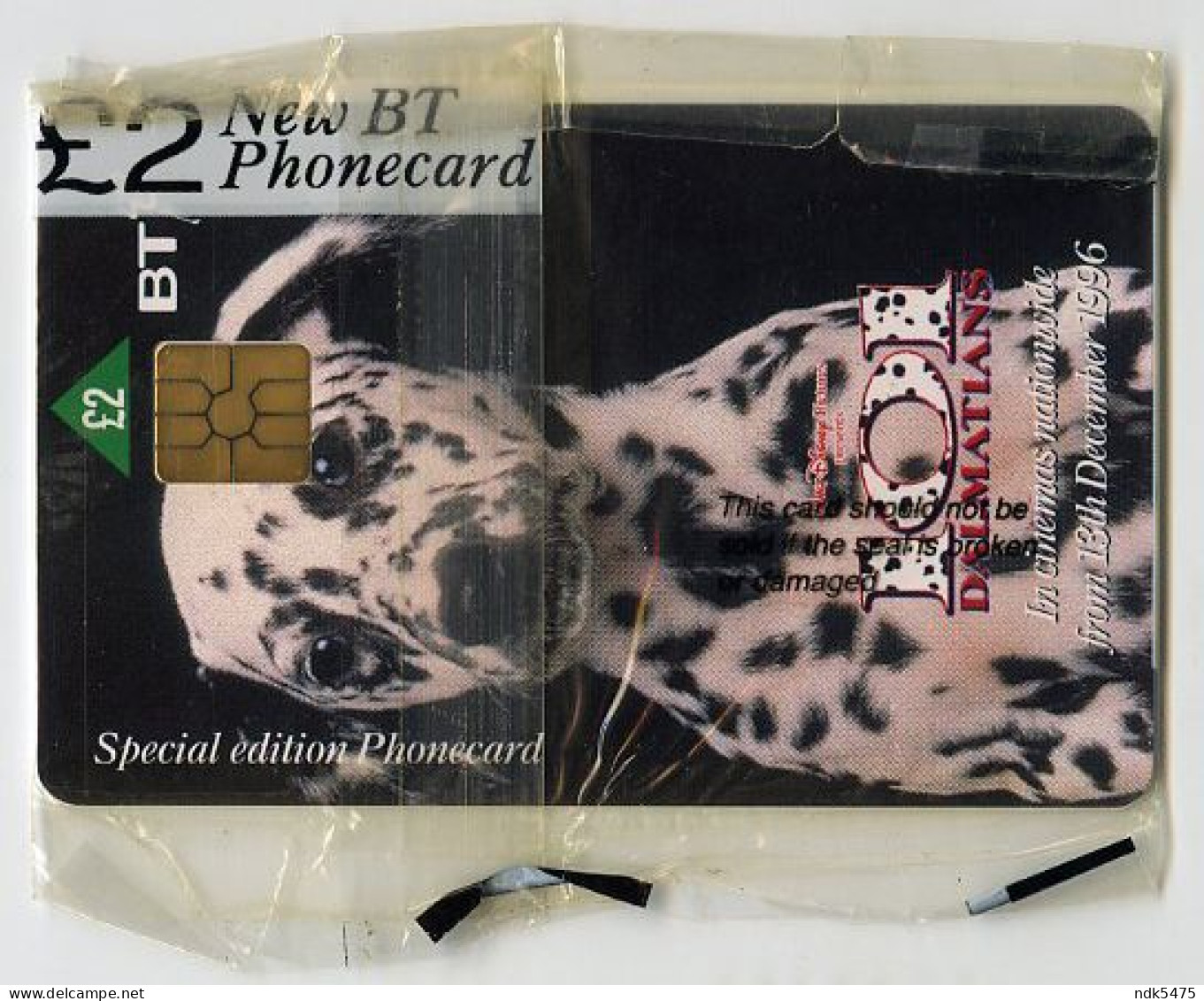 BT PHONECARD : 101 DALMATIONS - 1996 FILM : £2 - BT Promozionali