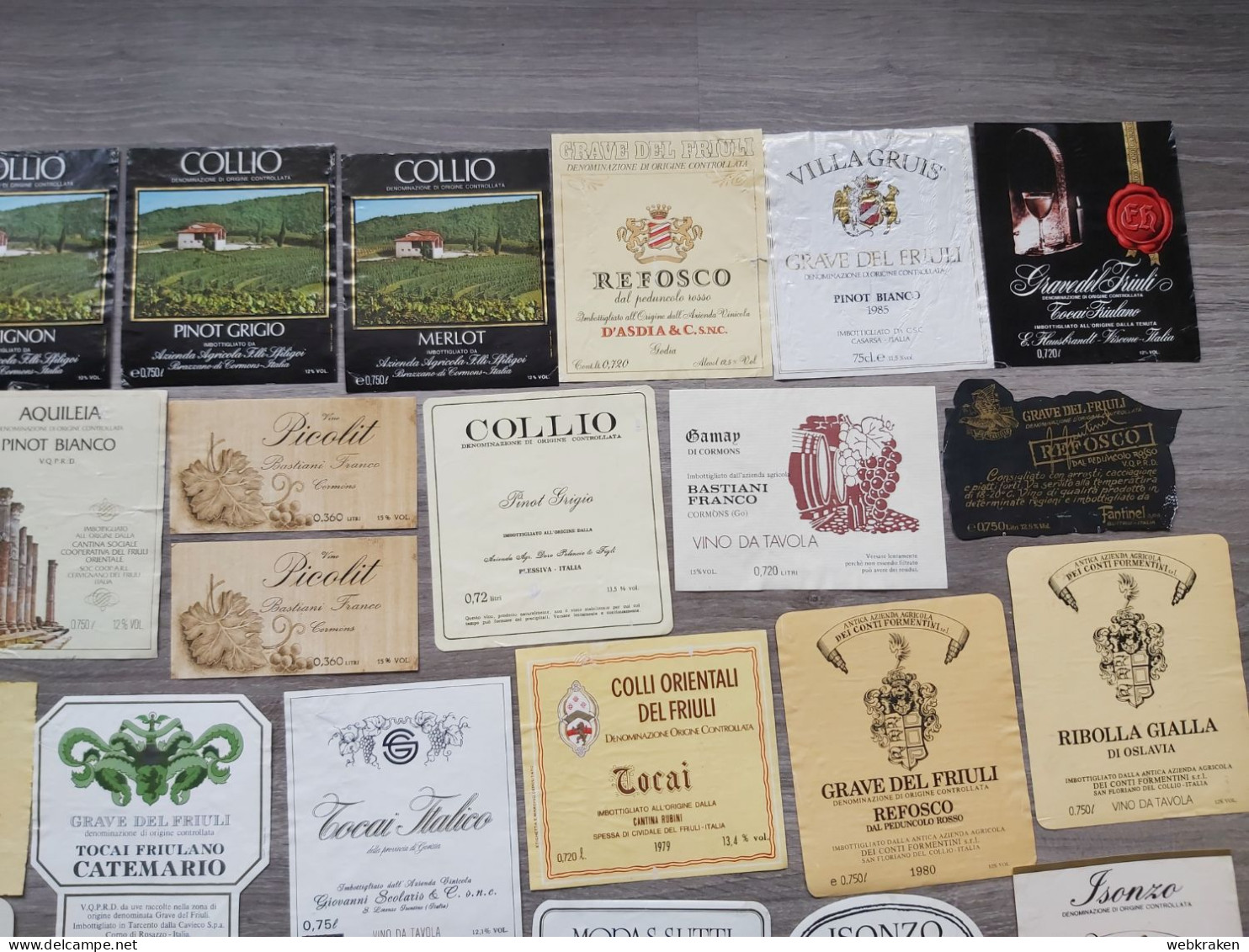 LOTTO ETICHETTE VINI ITALIANI DEL FRIULI TALIAN VINE LABELS - Collections & Sets