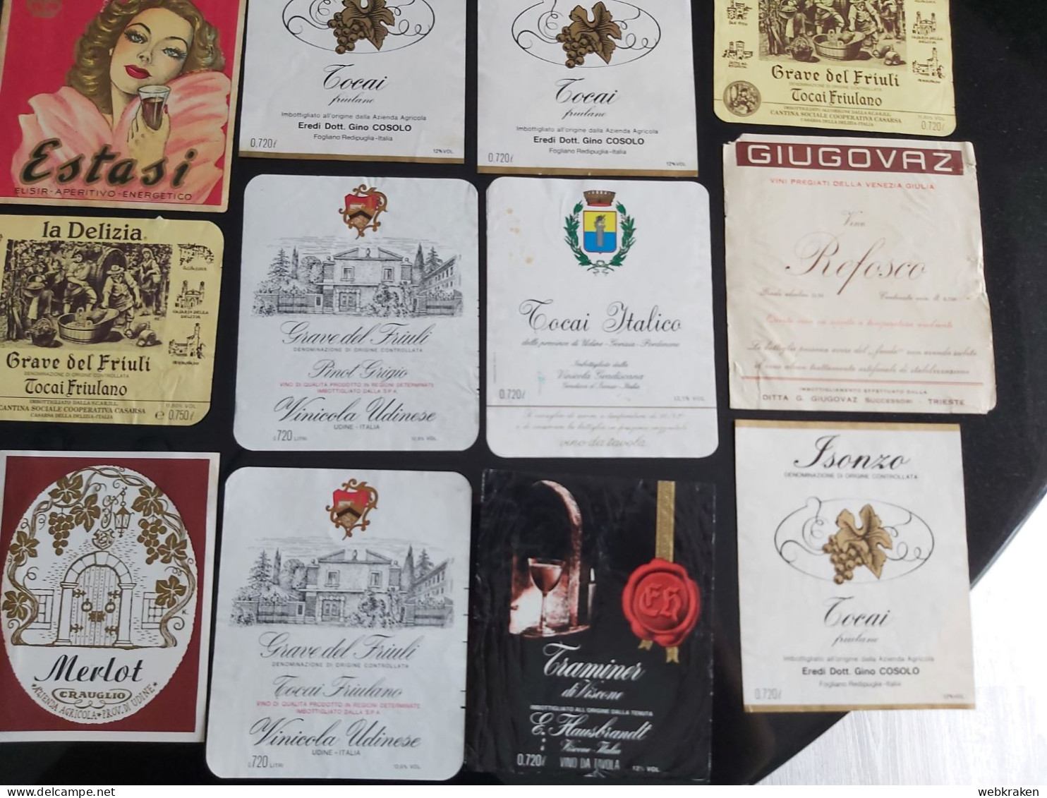 LOTTO ETICHETTE VINI ITALIANI STOCK E VERMOUTH ITALIAN VINE LIQUORS LABELS - Collections & Sets