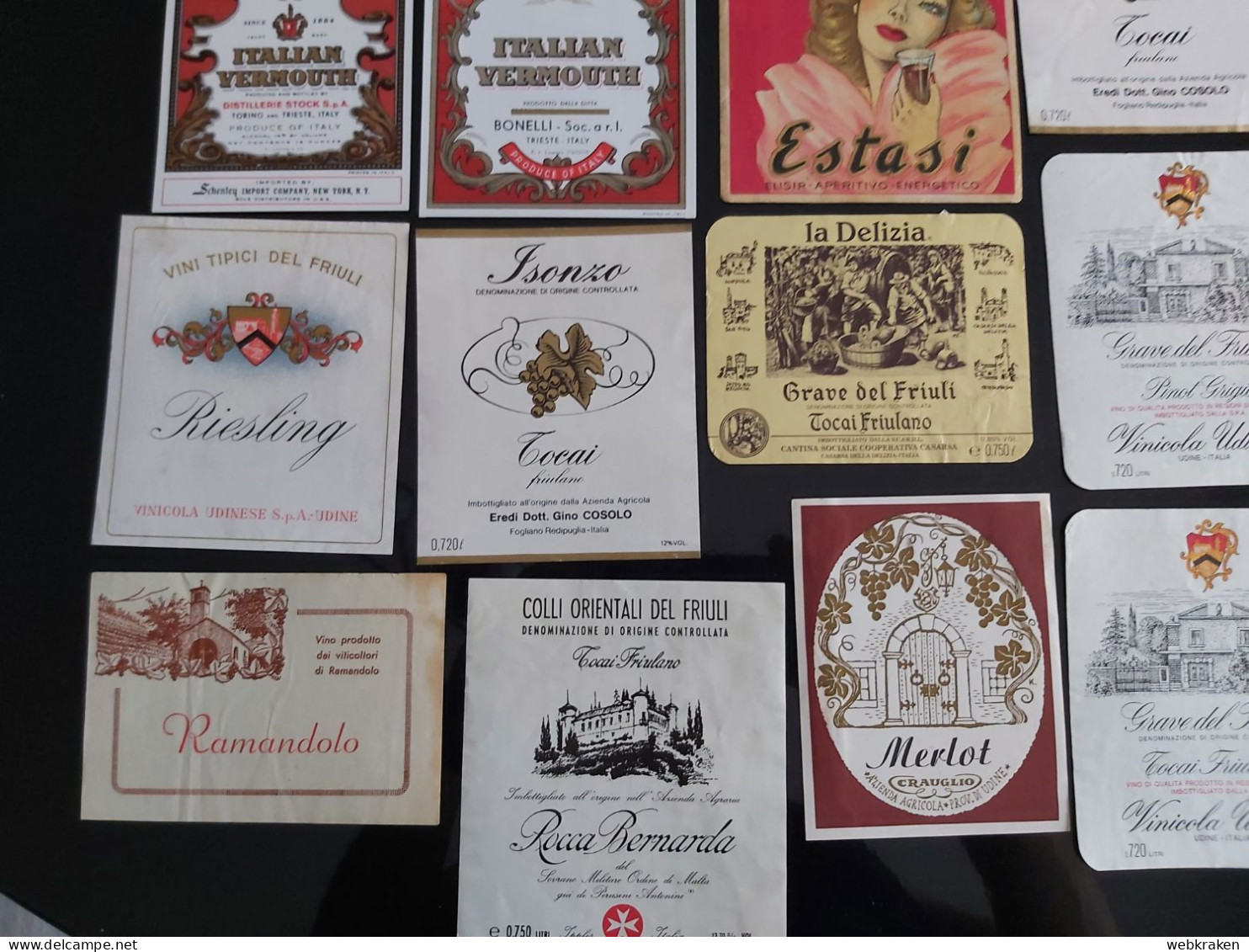 LOTTO ETICHETTE VINI ITALIANI STOCK E VERMOUTH ITALIAN VINE LIQUORS LABELS - Collections & Sets