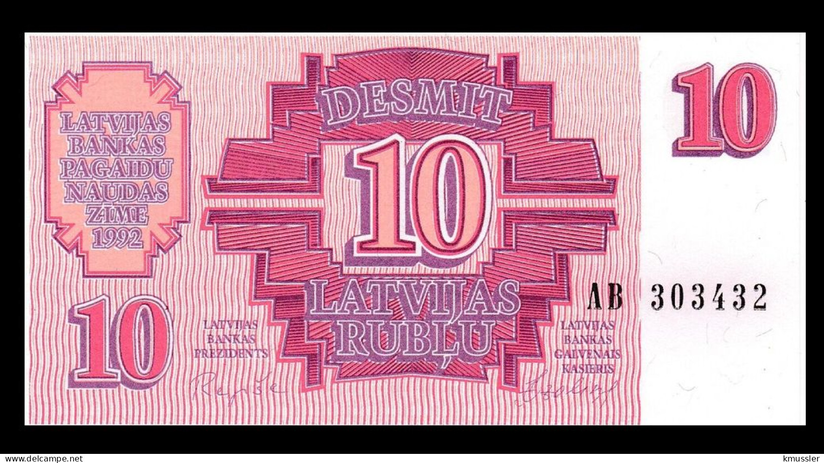 # # # Banknote Lettland (Latvijas) 10 Rubel (Rublis) 1992 UNC # # # - Letland