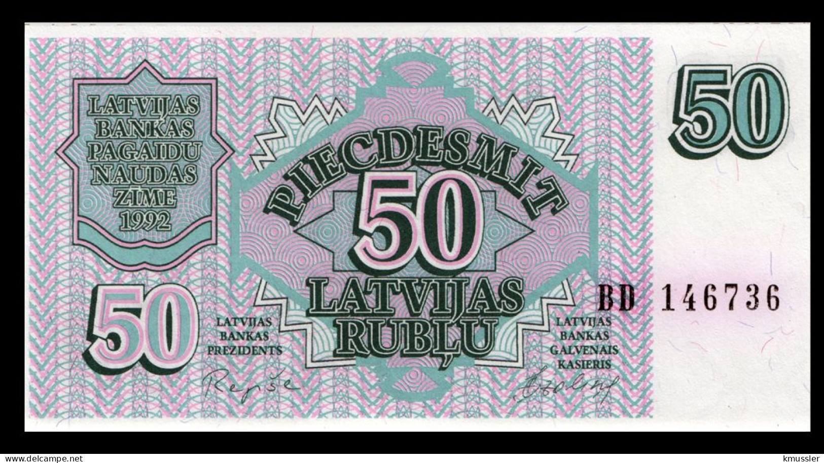 # # # Banknote Lettland (Latvijas) 50 Rubel (Rublis) 1992 UNC # # # - Lettland