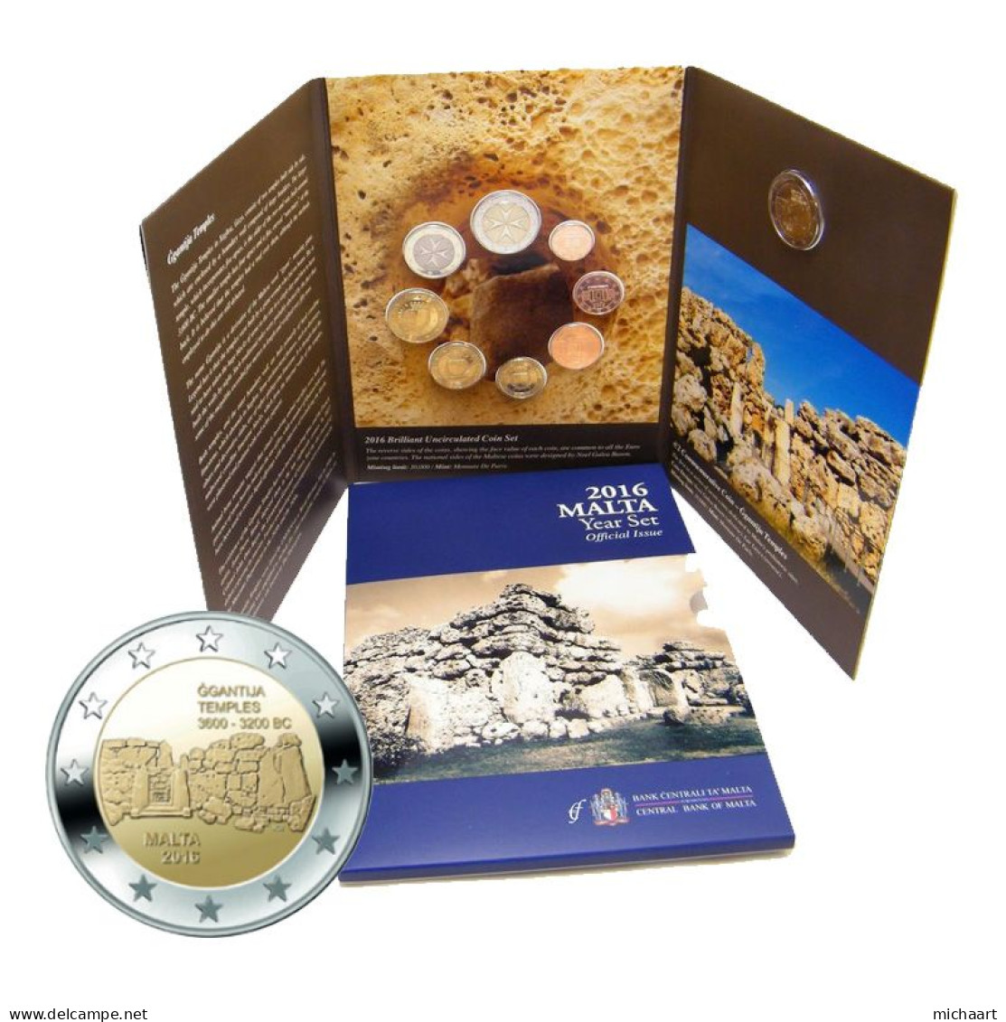 Malta Coins Set 2016 Euro 9 Coins With 2 Euro Ggantija Temple Year Set BU 03070 - Malte