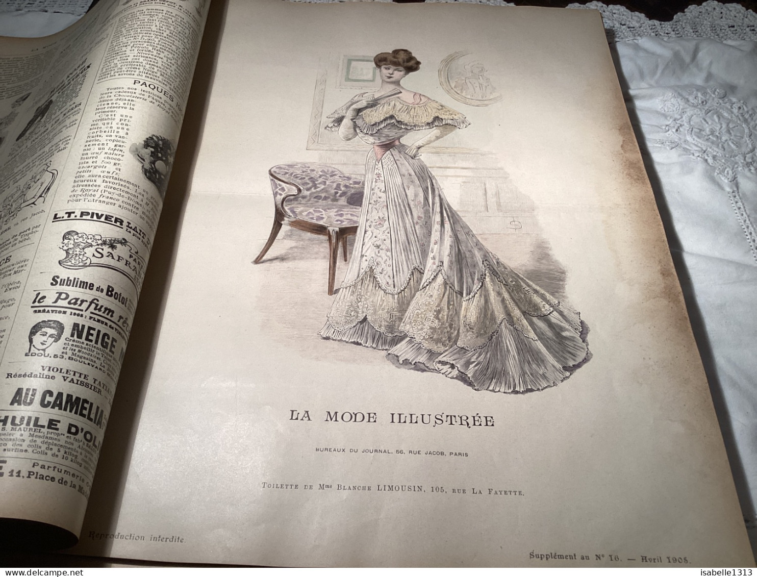 Journal De Famille La Mode Illustrée 1905 Avec Joli Gravure à L’intérieur  Publicité, Numéro 16 - Mode