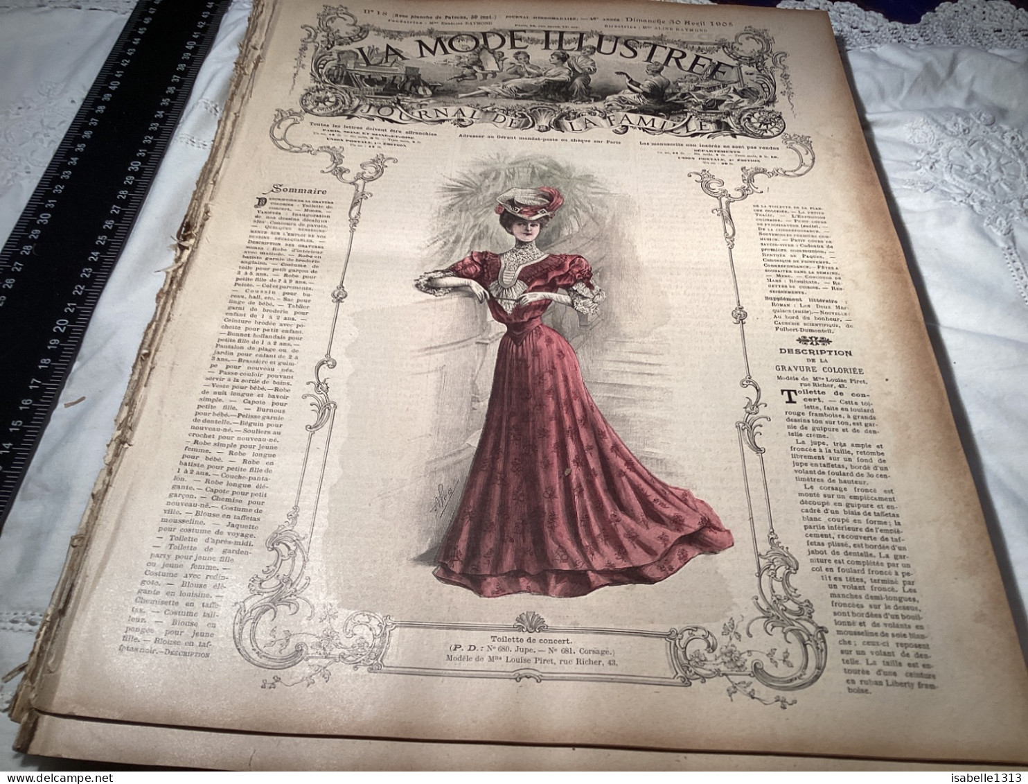 Journal De Famille La Mode Illustrée 1905 Avec Joli Gravure à L’intérieur  Publicité, Numéro 18 - Fashion
