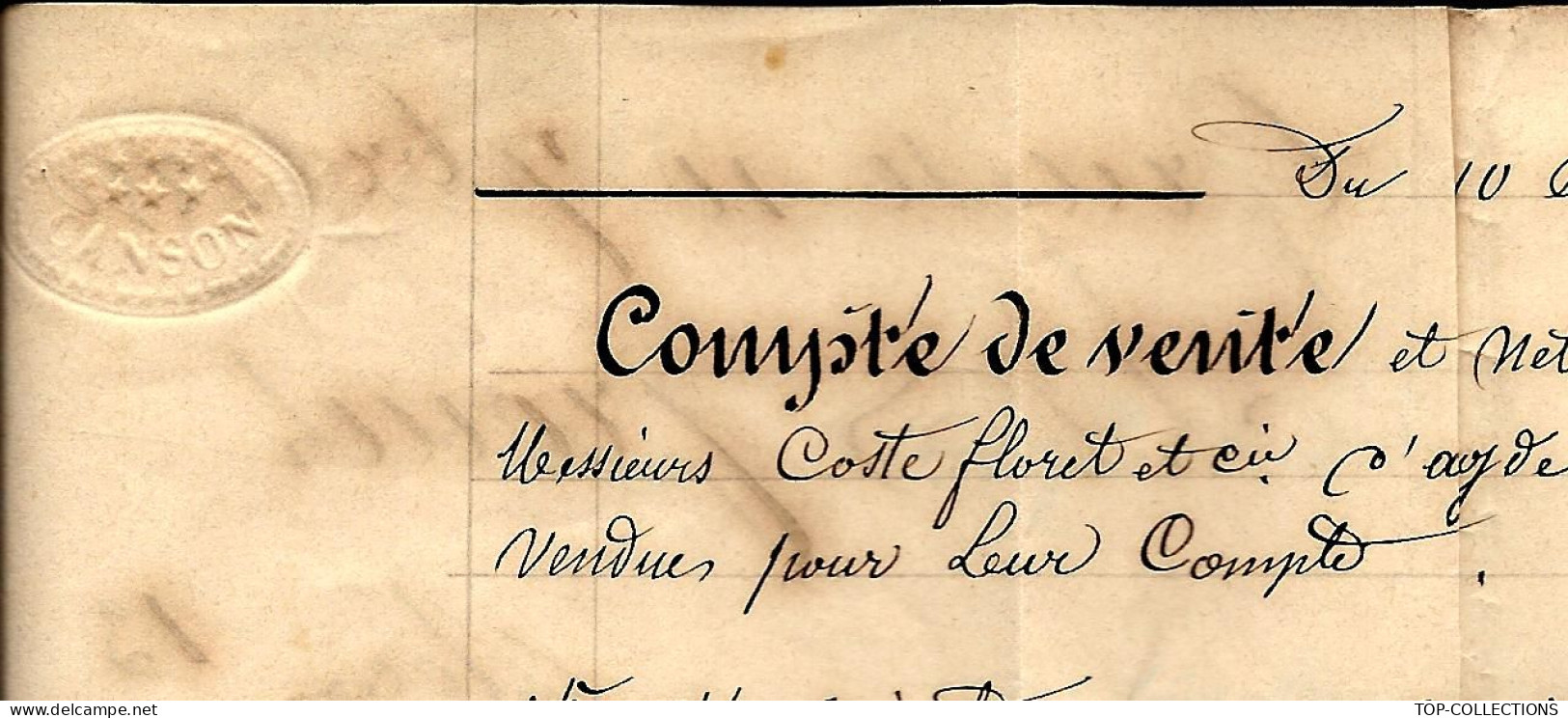 1850 LETTRE ET COMPTE DE VENTE De Grasse Alpes Marit. Pour  Coste Floret  MINOTERIE GRAIN BLE  Agde V. HISTORIQUE - 1800 – 1899