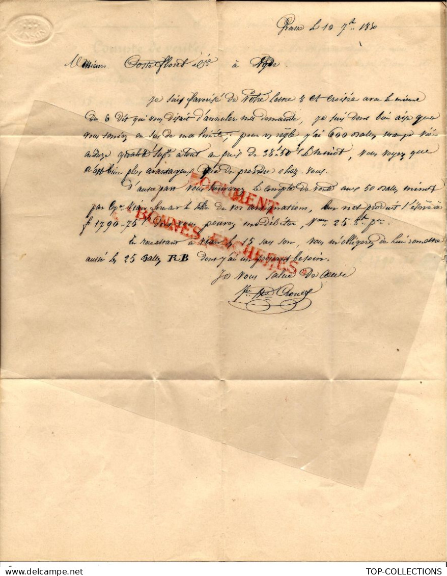 1850 LETTRE ET COMPTE DE VENTE De Grasse Alpes Marit. Pour  Coste Floret  MINOTERIE GRAIN BLE  Agde V. HISTORIQUE - 1800 – 1899