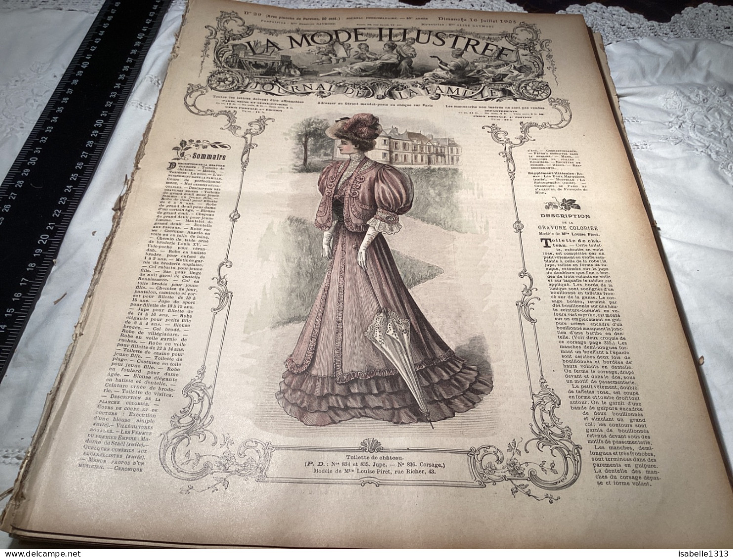 Journal De Famille La Mode Illustrée 1905 Avec Joli Gravure à L’intérieur  Publicité, Numéro 29 - Mode