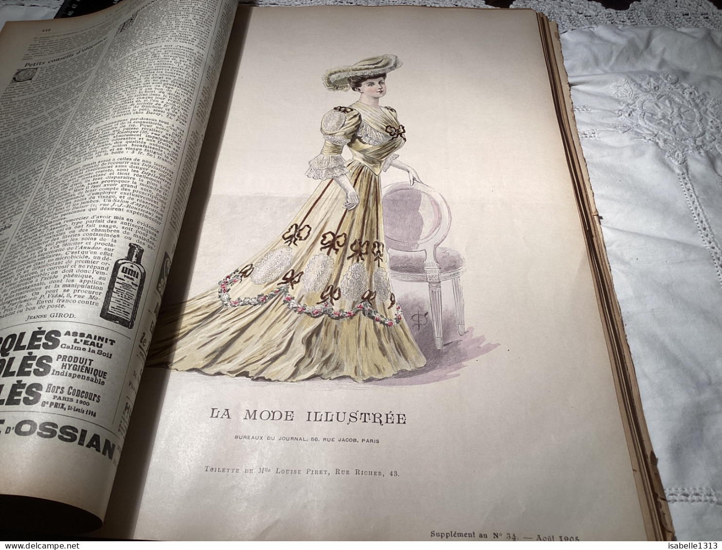 Journal De Famille La Mode Illustrée 1905 Avec Joli Gravure à L’intérieur  Publicité, Numéro 34 - Mode