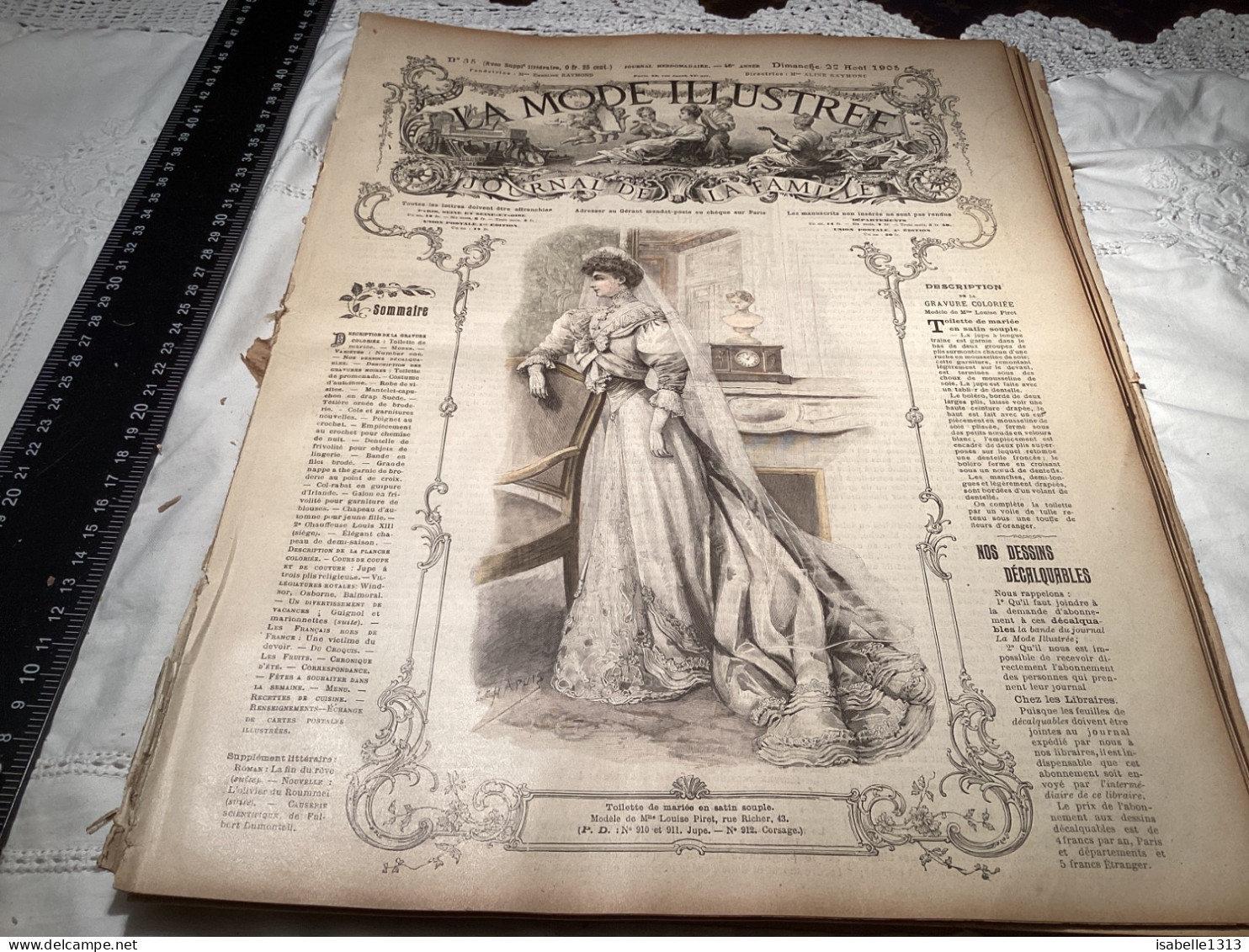 Journal De Famille La Mode Illustrée 1905 Avec Joli Gravure à L’intérieur  Publicité, Numéro 35 - Fashion