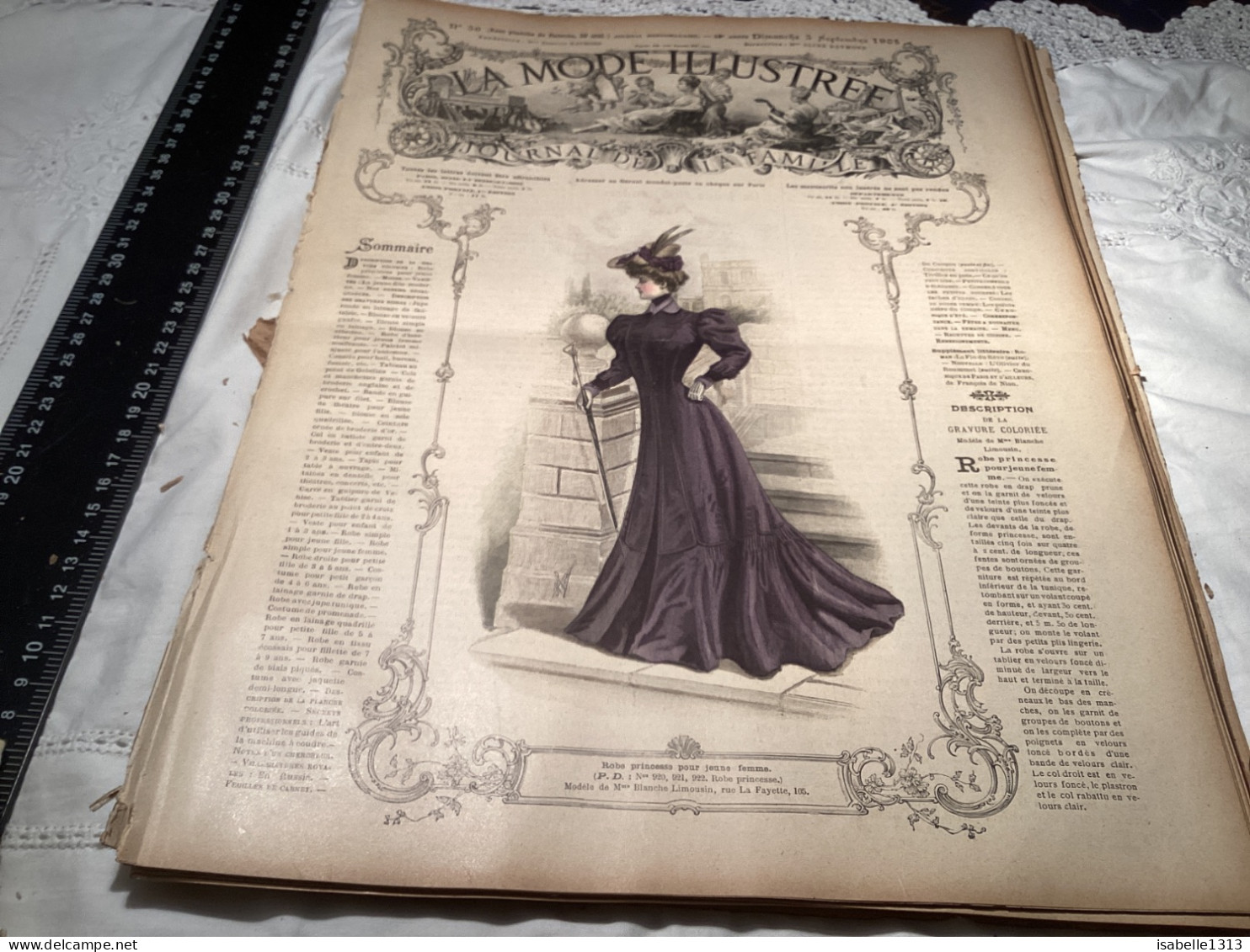 Journal De Famille La Mode Illustrée 1905 Avec Joli Gravure à L’intérieur  Publicité, Numéro 36 - Mode