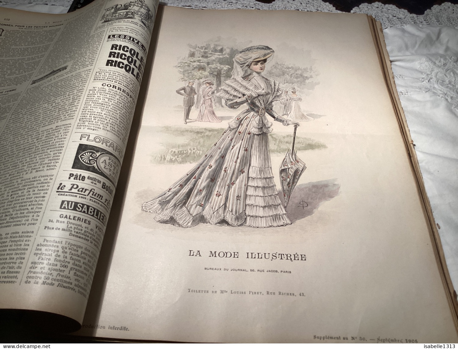 Journal De Famille La Mode Illustrée 1905 Avec Joli Gravure à L’intérieur  Publicité, Numéro 36 - Mode