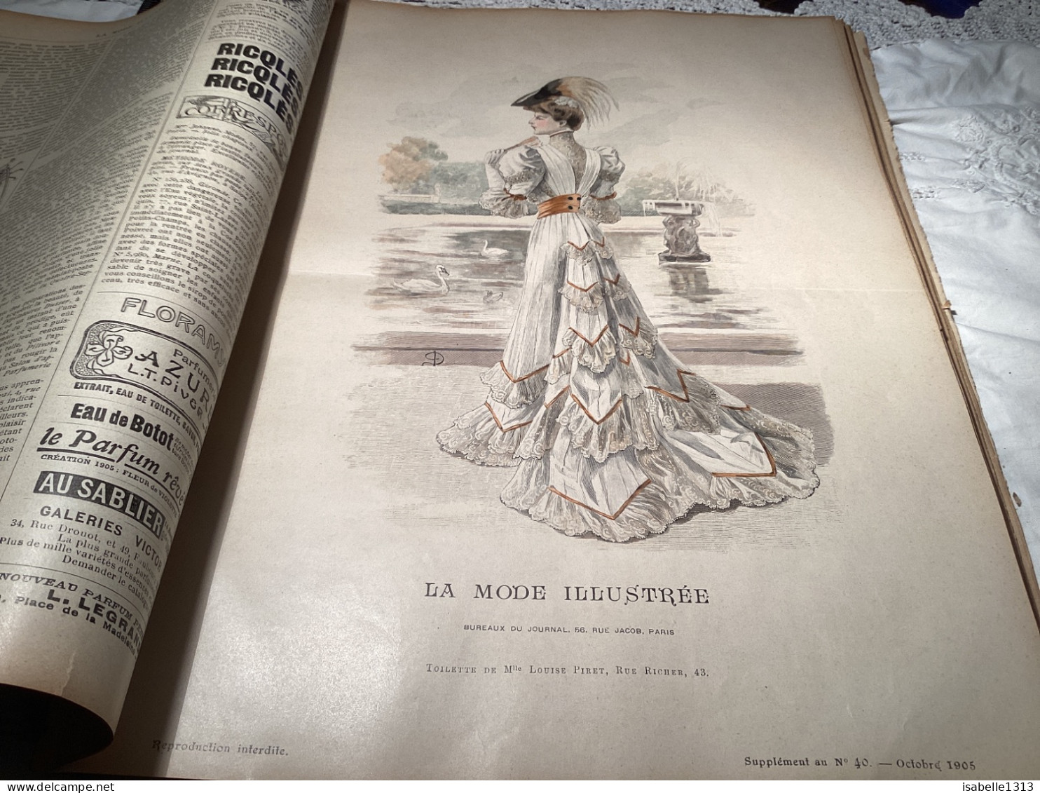 Journal De Famille La Mode Illustrée 1905 Avec Joli Gravure à L’intérieur  Publicité, Numéro 40 - Mode