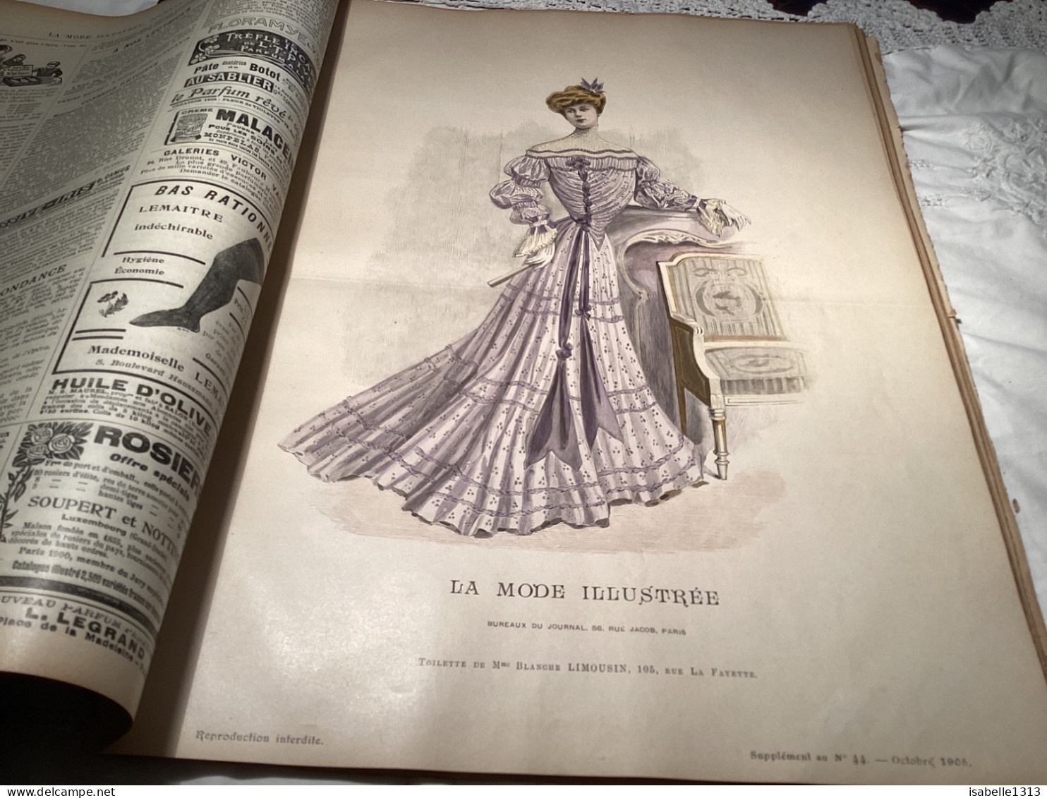 Journal De Famille La Mode Illustrée 1905 Avec Joli Gravure à L’intérieur  Publicité, Numéro 44 - Mode