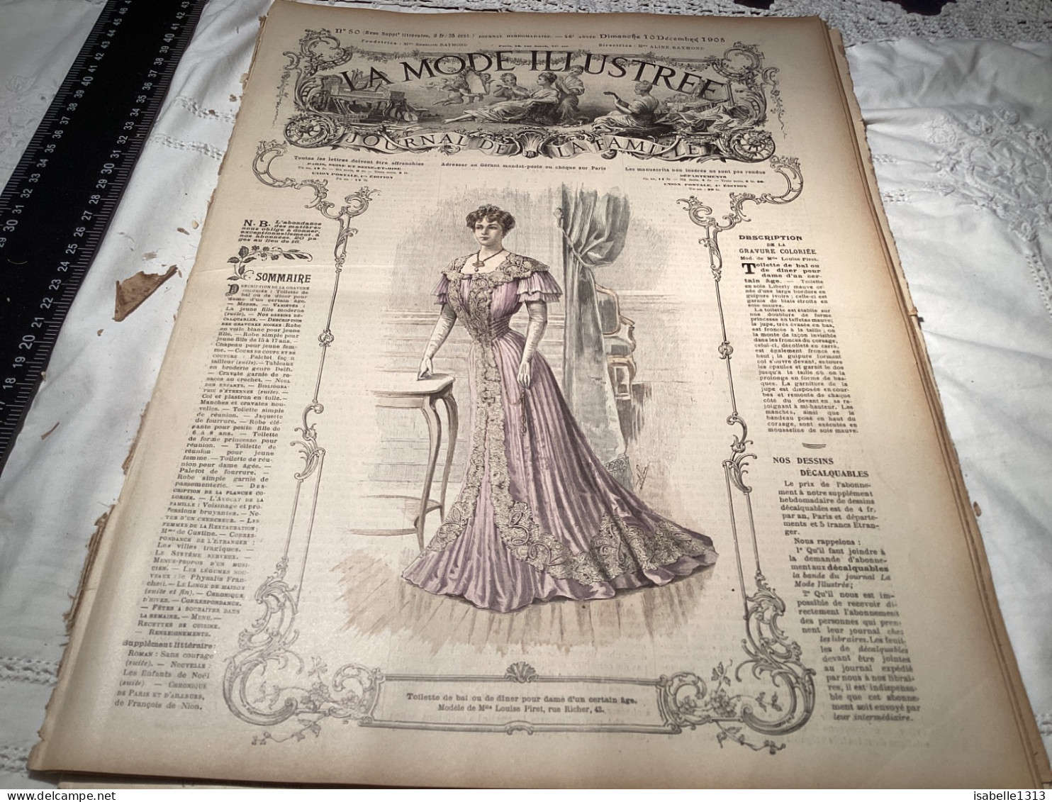 Journal De Famille La Mode Illustrée 1905 Avec Joli Gravure à L’intérieur  Publicité, Numéro 50 - Fashion