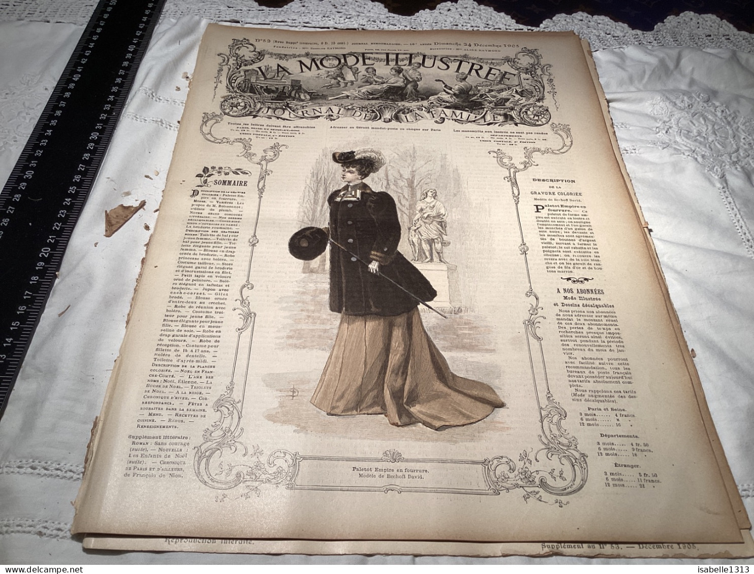 Journal De Famille La Mode Illustrée 1905 Avec Joli Gravure à L’intérieur  Publicité, Numéro 52 - Fashion