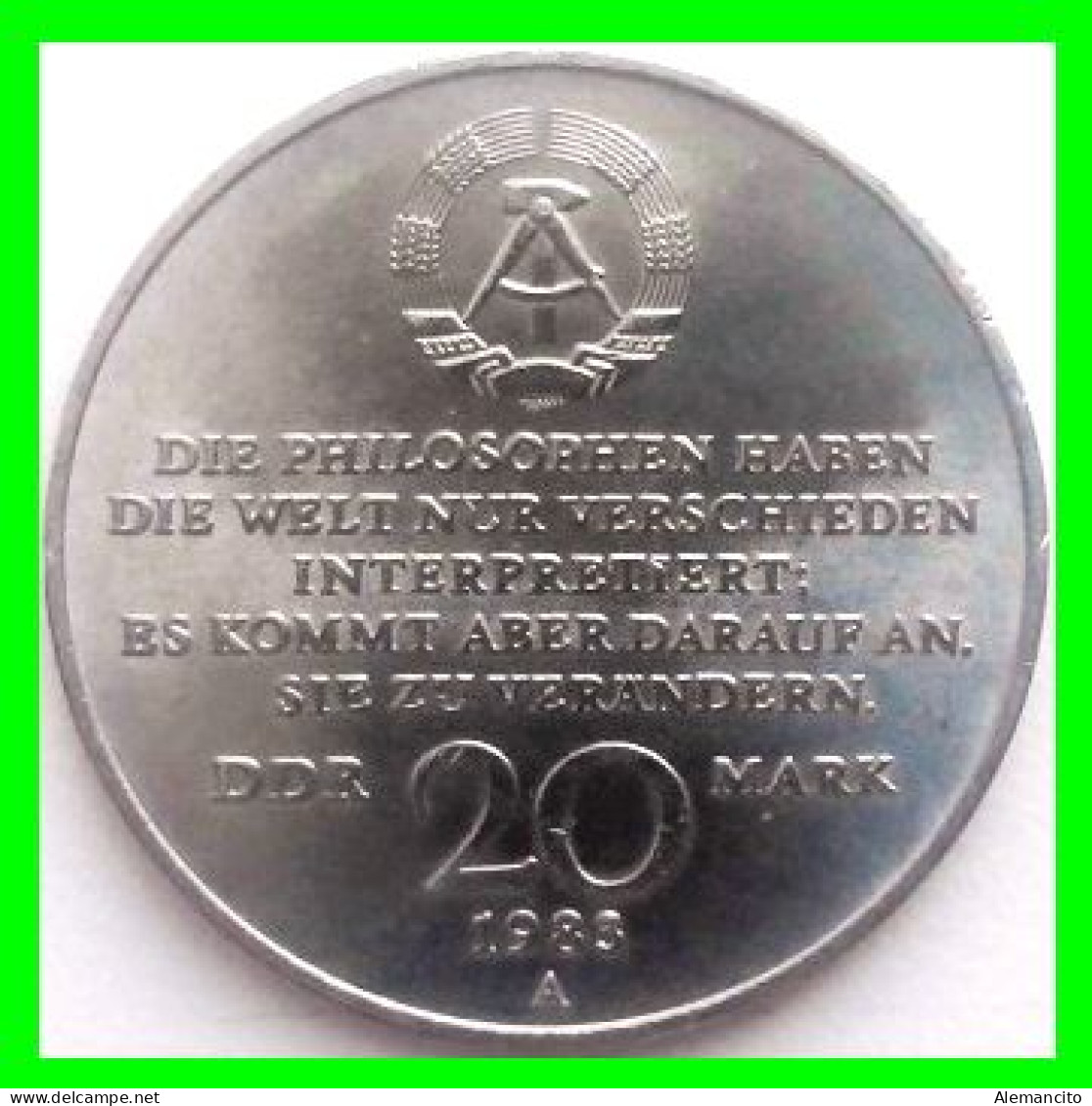 GERMANY DDR-REPUBLICA DEMOCRATICA DE ALEMANIA AÑO 1983  MONEDA DE 20.00-DM KM-95 ( 100TH ANNIVERSARY-DEATH OF KARL MARX - 20 Marchi