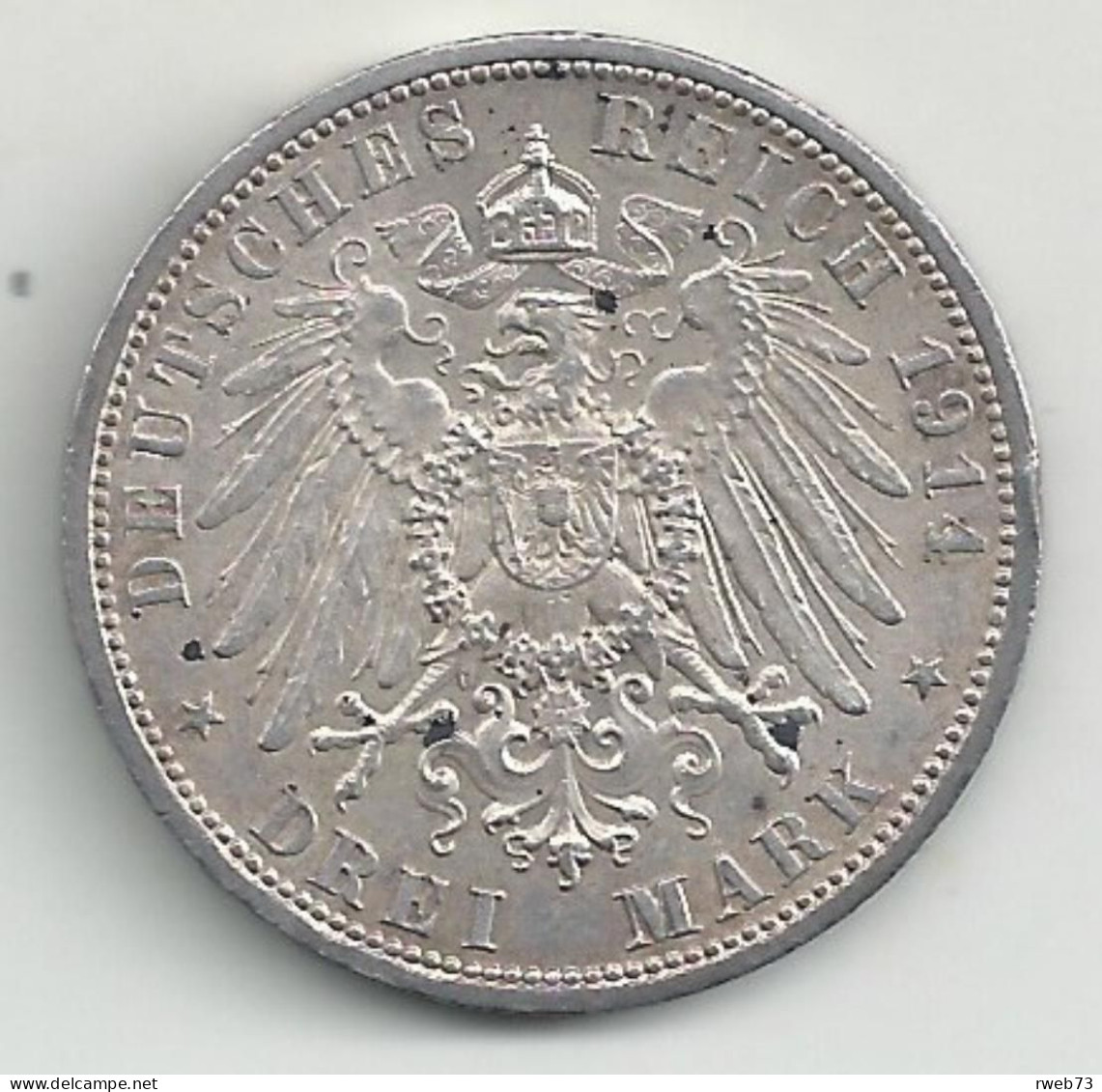 ALLEMAGNE - ANHALT - 3 Marks - 1914 - Argent - TB/TTB - 2, 3 & 5 Mark Plata