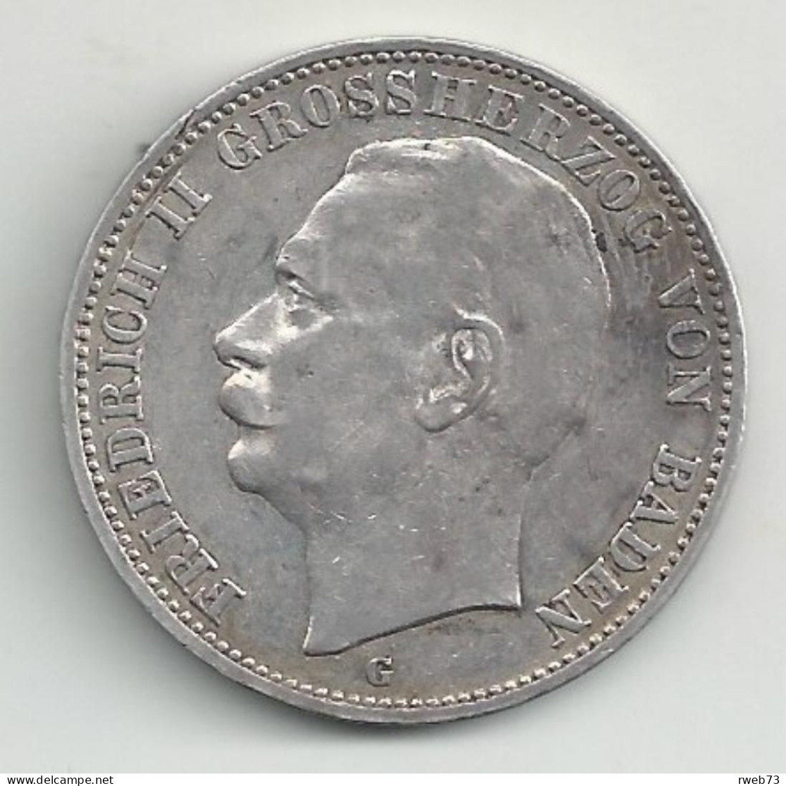 ALLEMAGNE - BADEN - 3 Marks - 1909 G - Argent - TB/TTB - 2, 3 & 5 Mark Plata