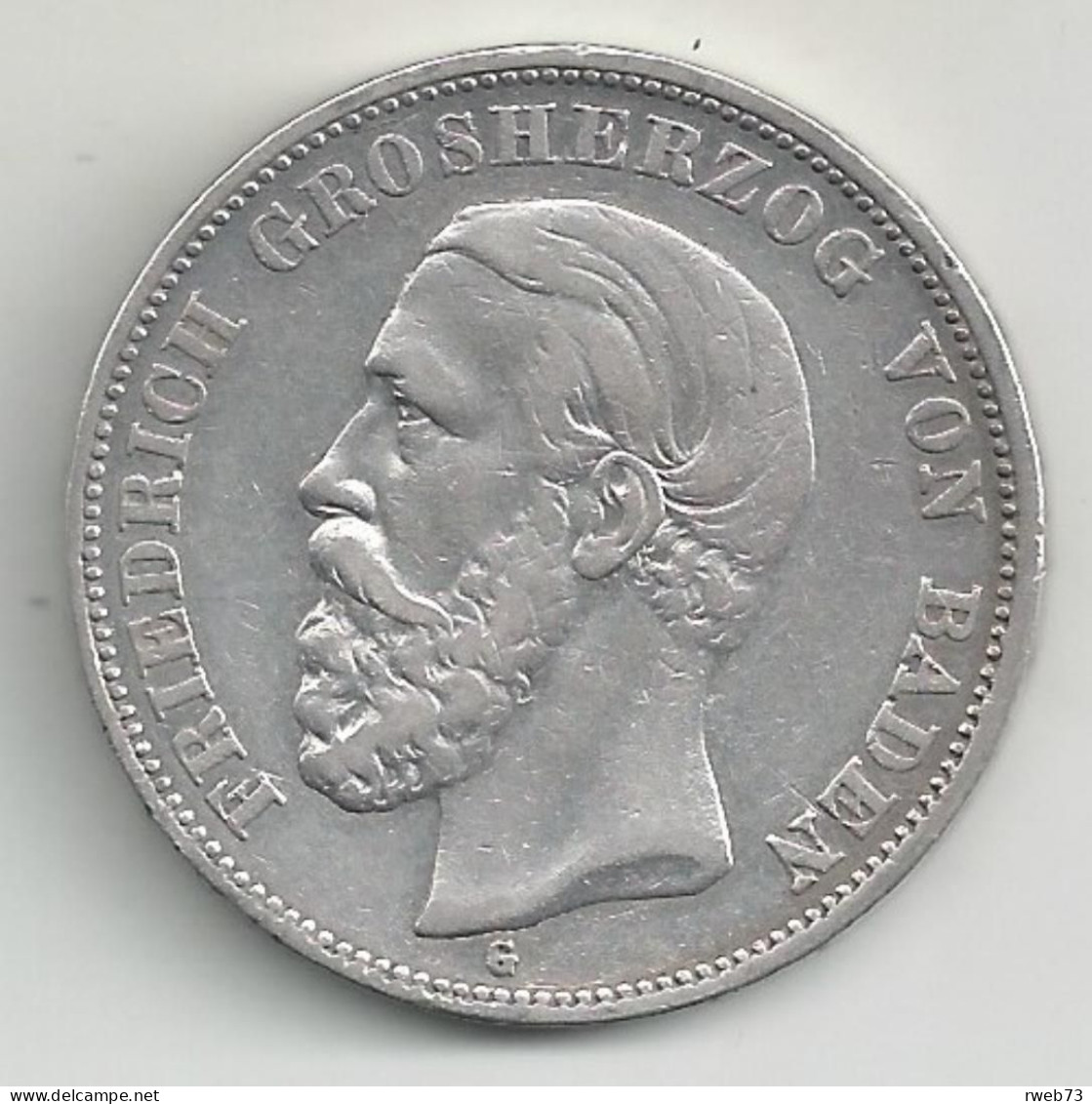 ALLEMAGNE - BADEN - 5 Marks - 1895 G - Argent - TB/TTB - 2, 3 & 5 Mark Plata