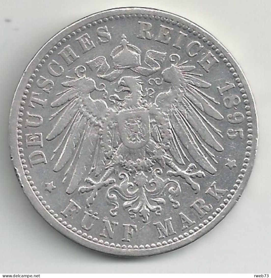 ALLEMAGNE - BADEN - 5 Marks - 1895 G - Argent - TB/TTB - 2, 3 & 5 Mark Silver