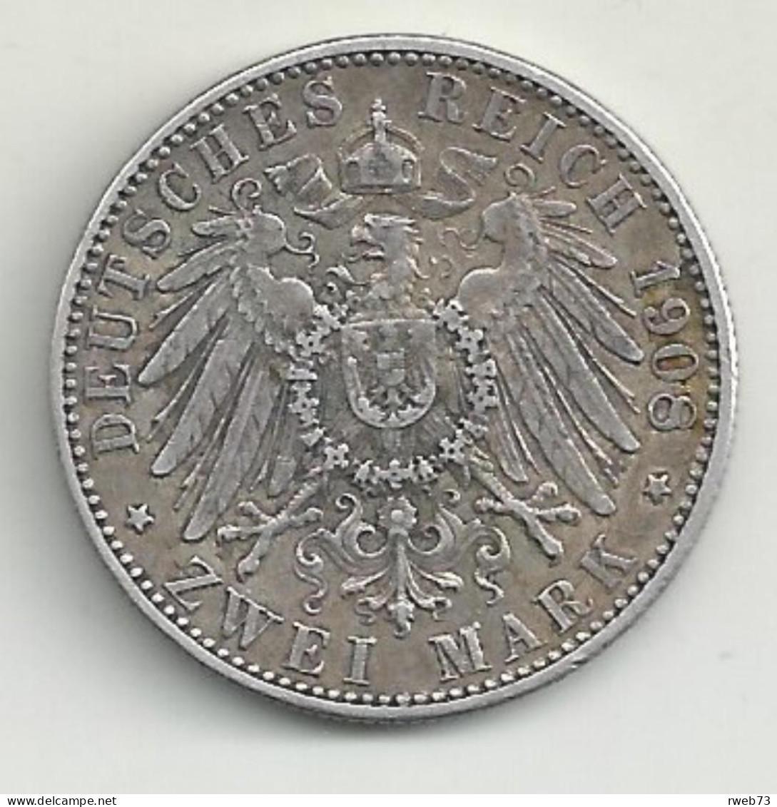 ALLEMAGNE - BAVIÈRE - 2 Marks - 1908 D - Argent - TB/TTB - 2, 3 & 5 Mark Argent