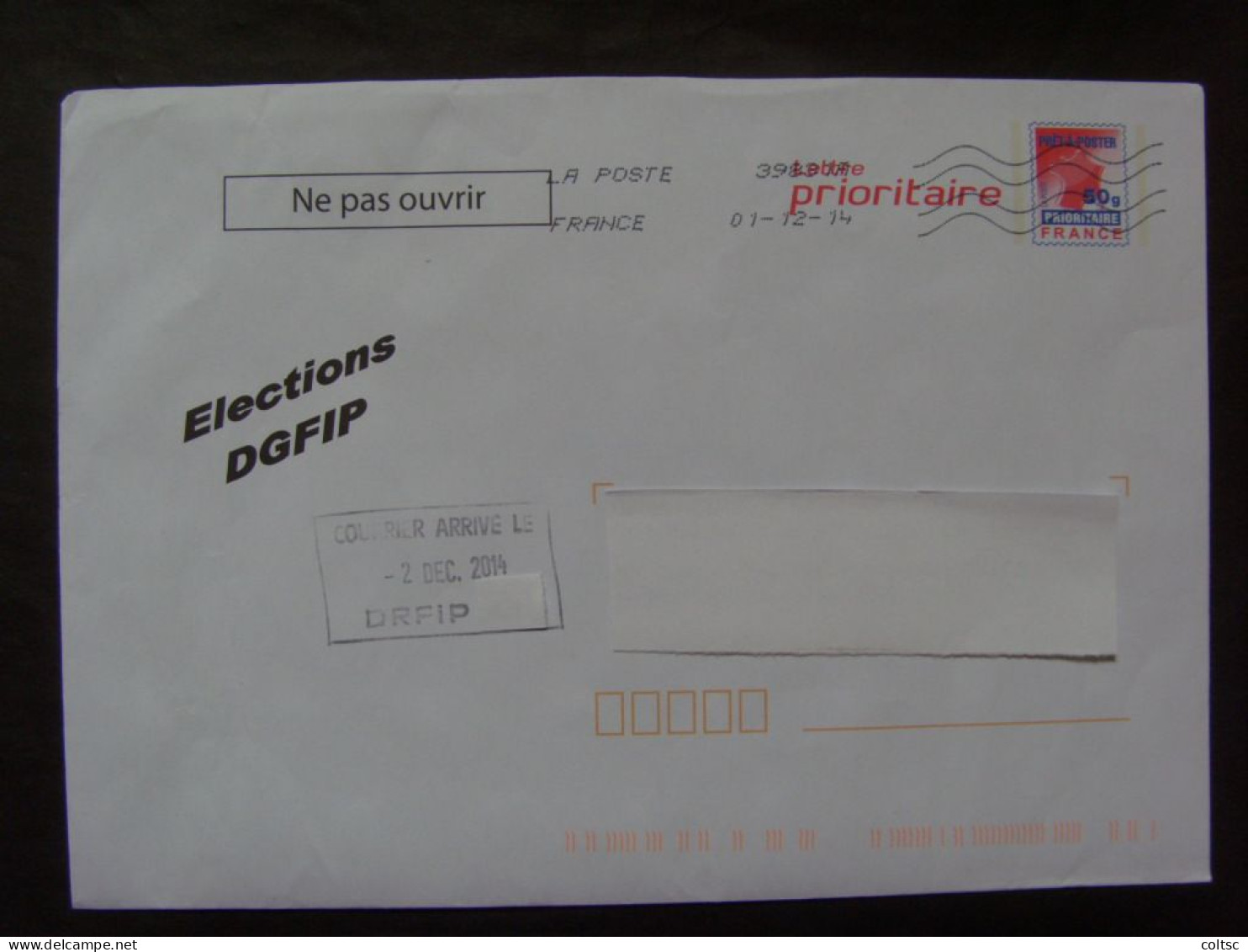 15906- PAP TSC Logo France 50g Elections à La DGFIP De Décembre 2014, Agr. 14C280, Pas Courant En Obl. - Prêts-à-poster:Stamped On Demand & Semi-official Overprinting (1995-...)