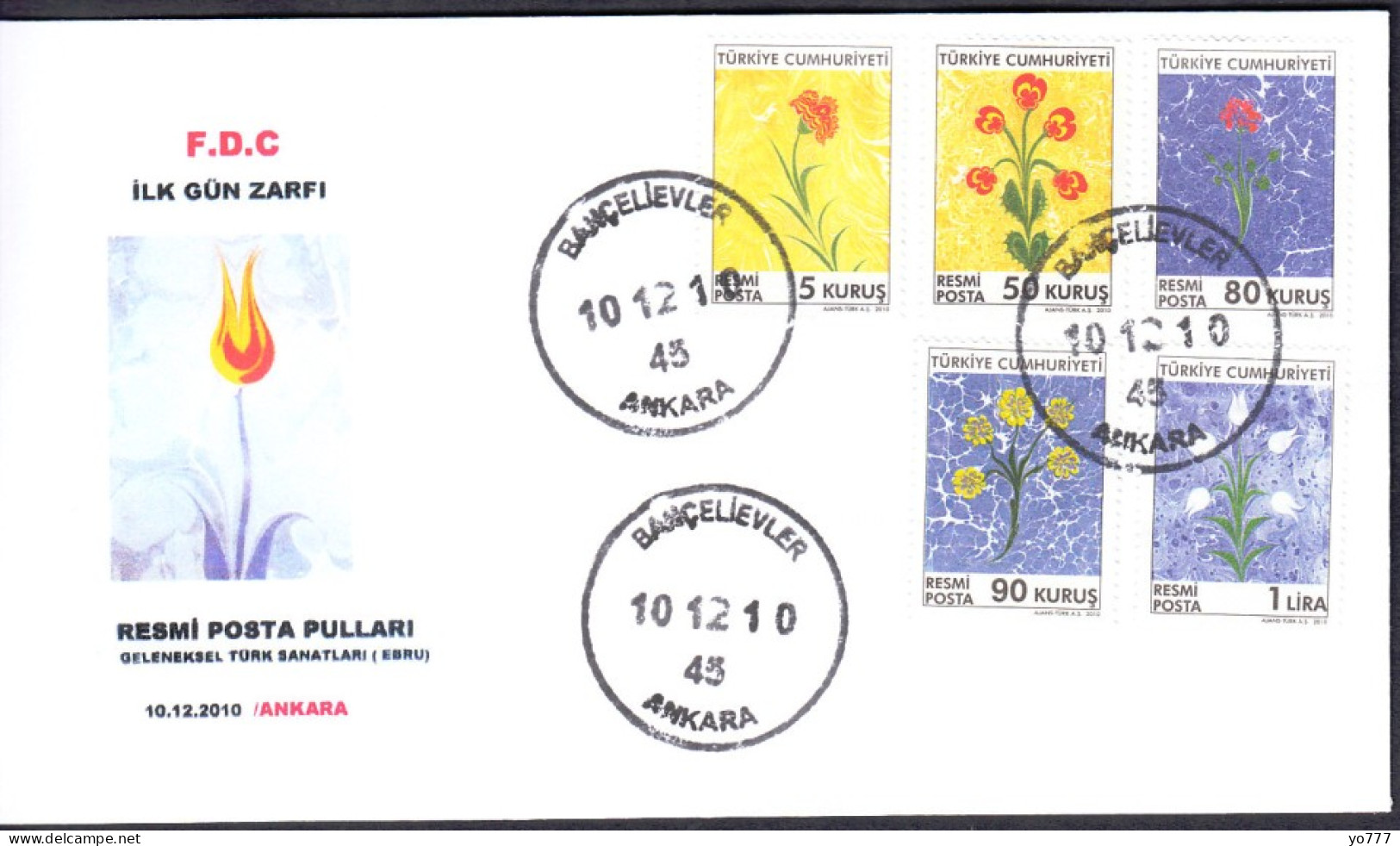 R-110 TURKIYE 2010 OFFICIAL POSTAGE STAMPS F.D.C. - Storia Postale