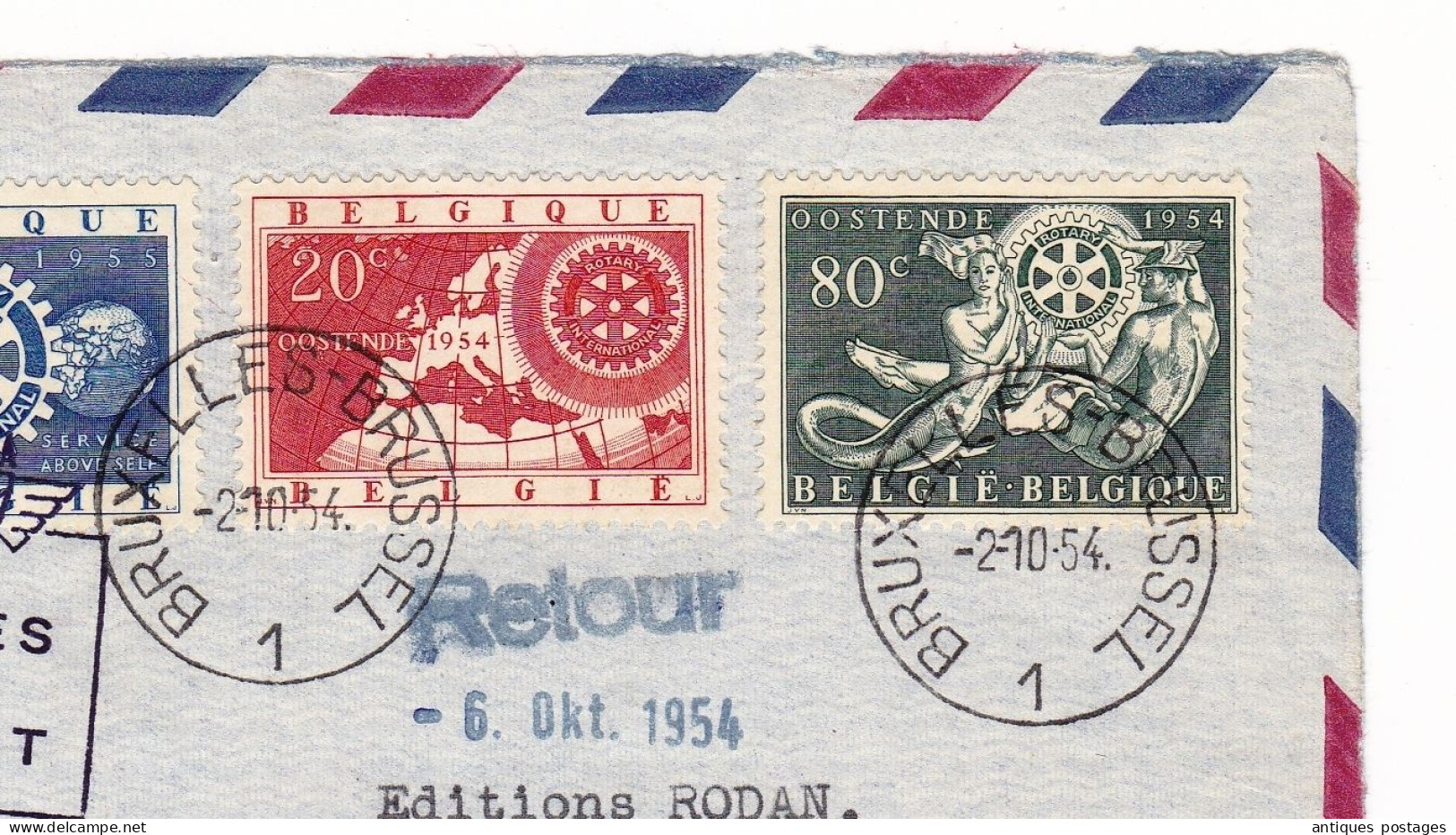 1ere Liaison Postale Bruxelles Stuttgart Flughafen 2 Octobre 1954 Par Avion Belgique Deutschland Aviation Avion Retour - Lettres & Documents