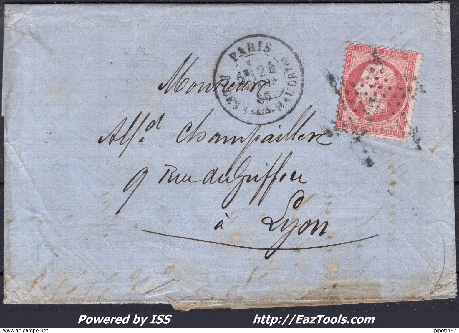 FRANCE N°24 SUR LETTRE AVEC ETOILE DE PARIS 7 + CAD DES VLLES HAUDRTES DU 24/03/1866 - 1862 Napoleone III