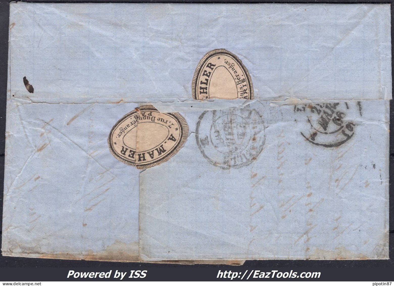 FRANCE N°24 SUR LETTRE AVEC ETOILE DE PARIS 7 + CAD DES VLLES HAUDRTES DU 24/03/1866 - 1862 Napoleone III