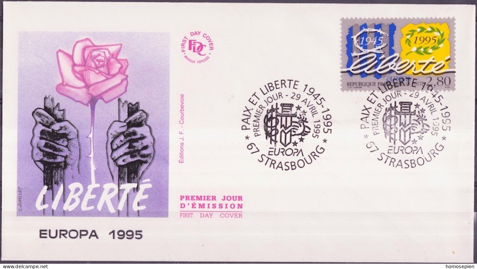Europa CEPT 1995 France - Frankreich FDC1 Y&T N°2941 - Michel N°3084 - 2,80f EUROPA - 1995