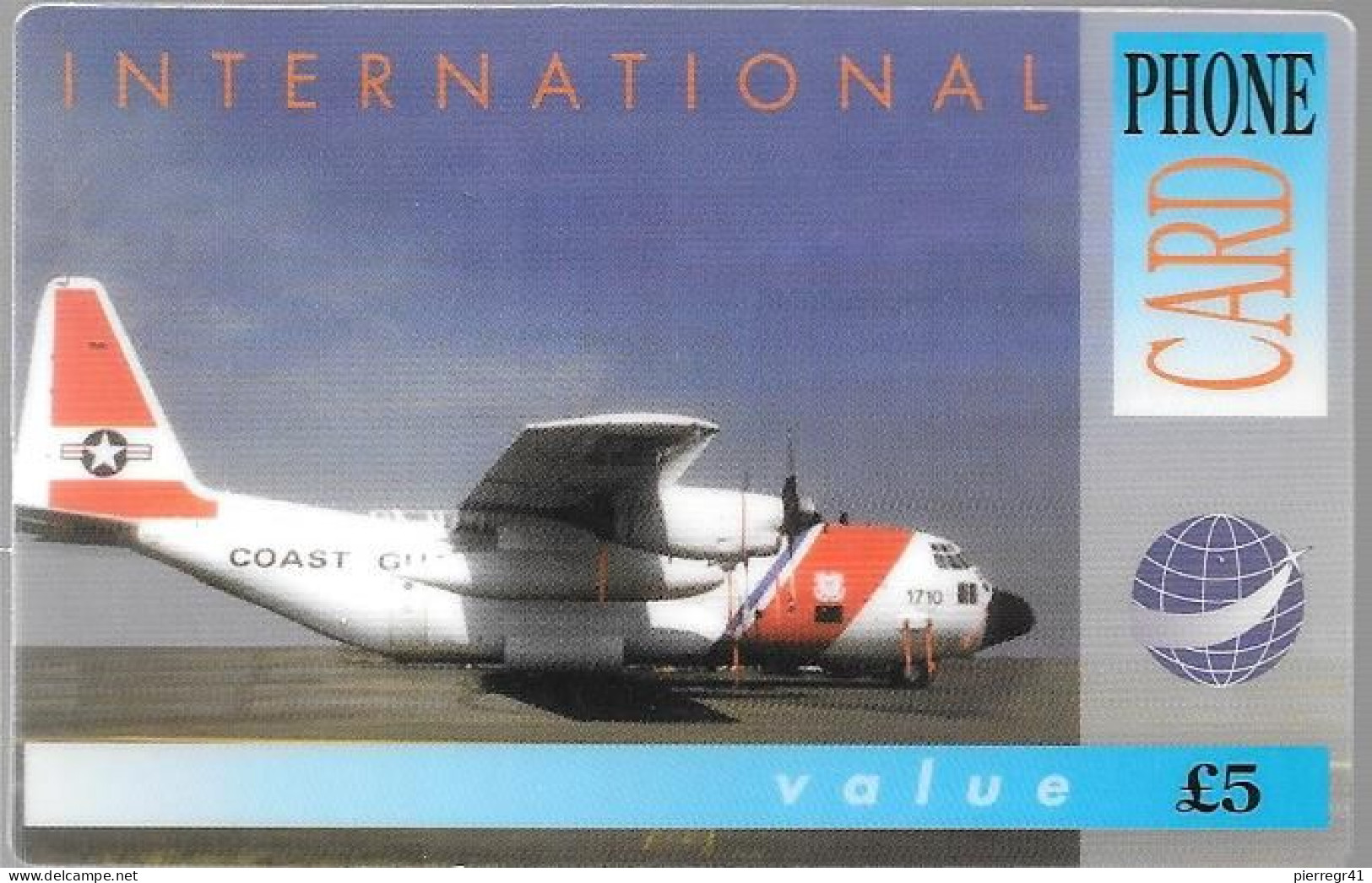 CARTE-PREPAYEE-GB-5£-AVION-Lookheed Des COAST GUARD_-Plastic Epais Glacé-Non Gratté Neuve- TBE/ - Airplanes