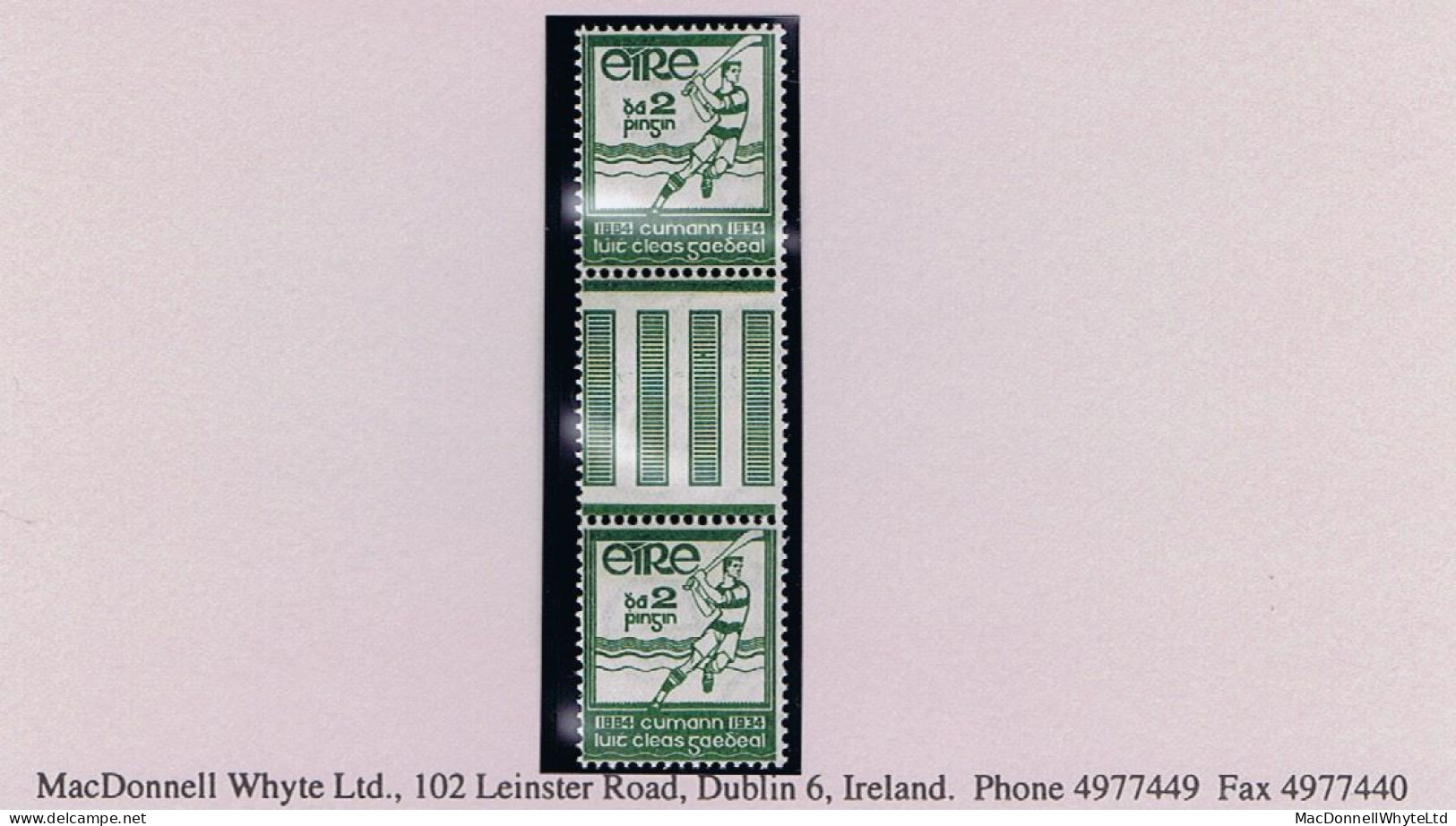 Ireland Sport 1934 GAA Hurler 2d Gutter Pair Mint Unmounted Never Hinged, Folded - Nuevos