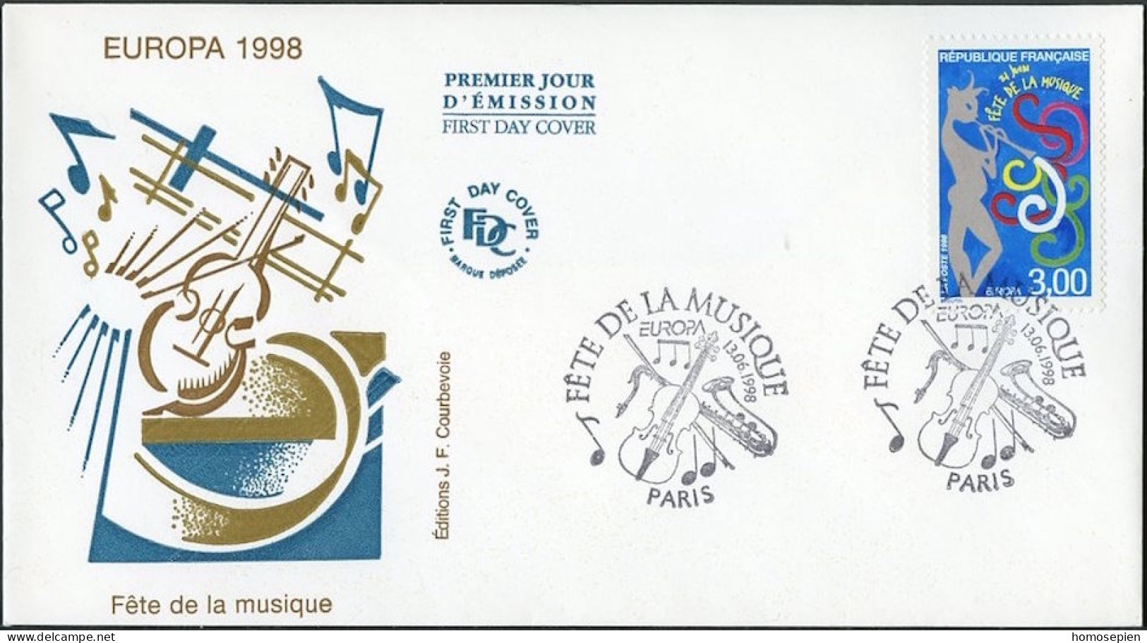 Europa CEPT 1998 France - Frankreich FDC4 Y&T N°3166 - Michel N°3306 - 3f EUROPA - 1998