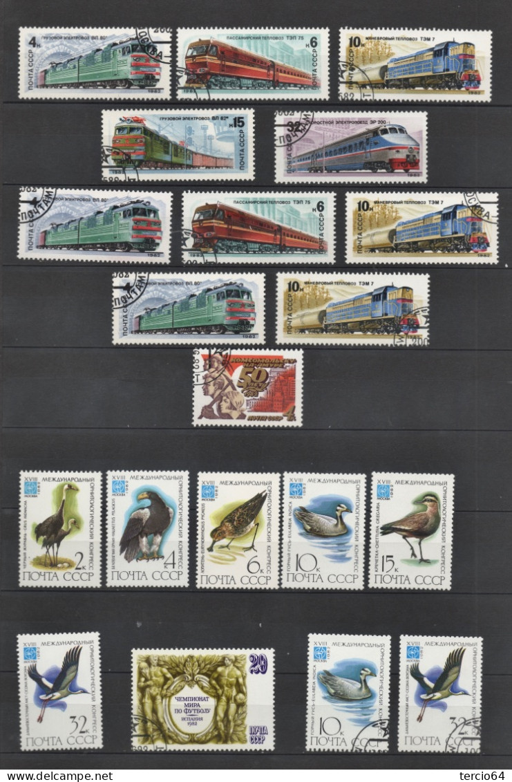 URSS, RUSSIA, CCCP, USSR, 2 BLOCS , 1982 - Lot vrac > 40 timbres  Ref Michel : 5187, 5190, 5192, 5194 À 5198, 5201..;etc